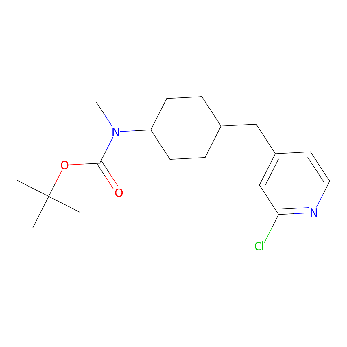 Tert-butyl (4-((2-chloropyridin-4-yl)methyl)cyclohexyl)(methyl)carbamate molecular structure, CAS 1415812-19-9