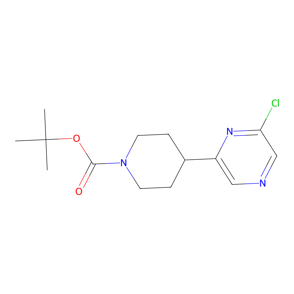 Tert-butyl 4-(6-chloropyrazin-2-yl)piperidine-1-carboxylate molecular structure, CAS 1415812-58-6