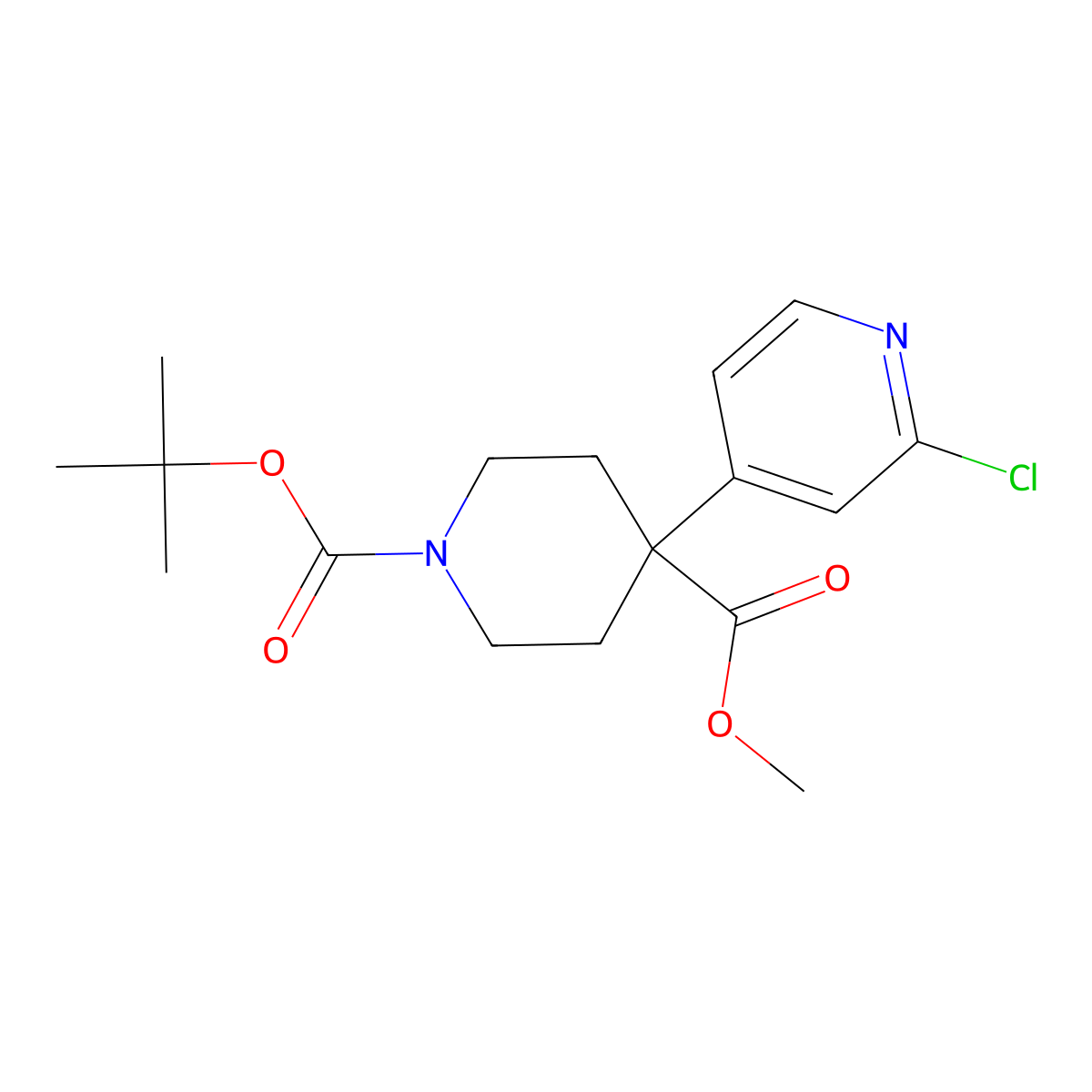 1-(Tert-butyl) 4-methyl 4-(2-chloropyridin-4-yl)piperidine-1,4-dicarboxylate molecular structure, CAS 1415813-09-0