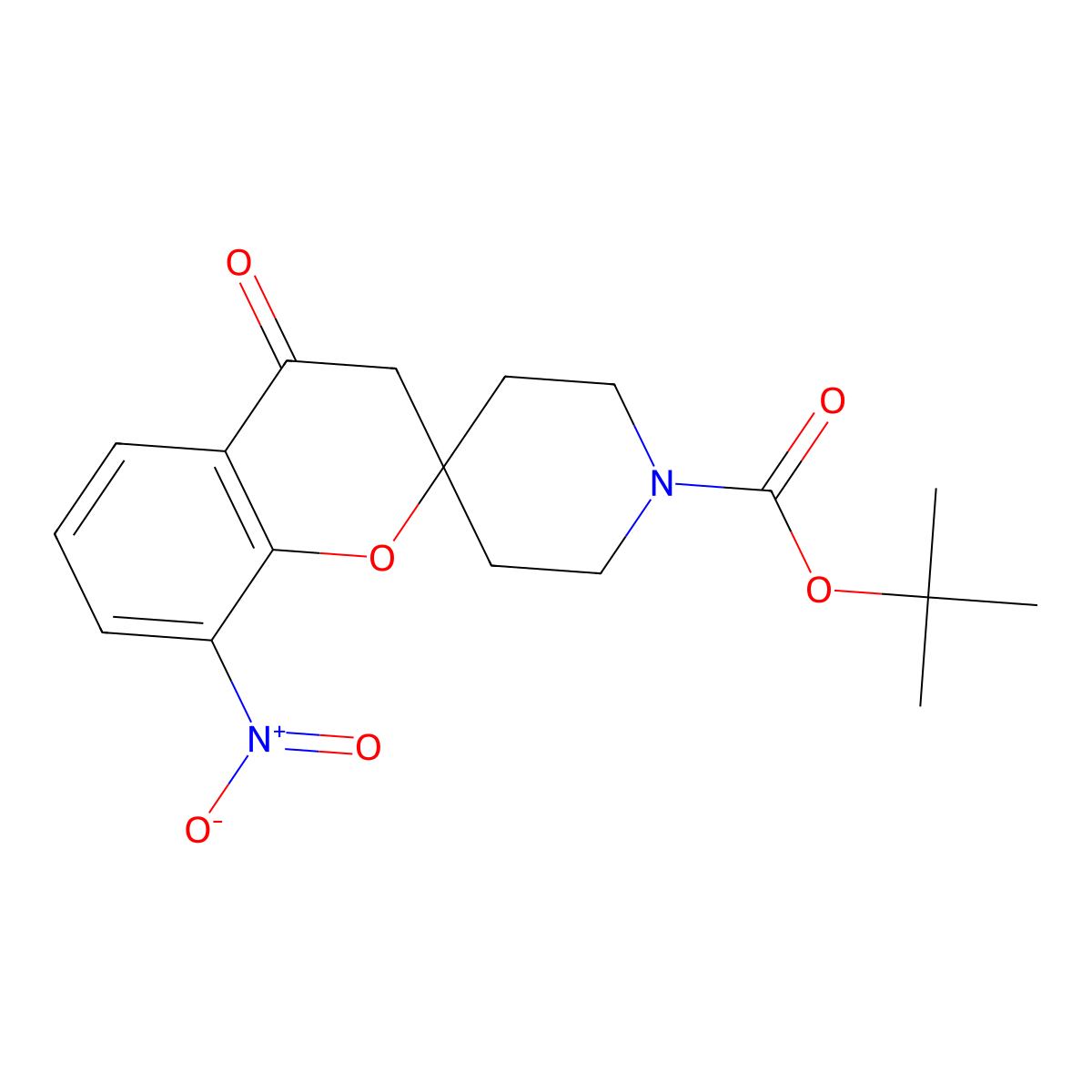 tert-Butyl 8-nitro-4-oxospiro[chroman-2,4'-piperidine]-1'-carboxylate molecular structure, CAS 1415819-76-9