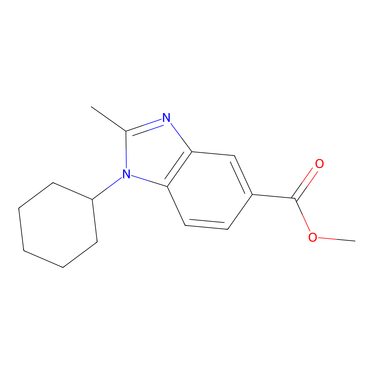 Methyl 1-cyclohexyl-2-methyl-1,3-benzodiazole-5-carboxylate molecular structure, CAS 1415819-88-3