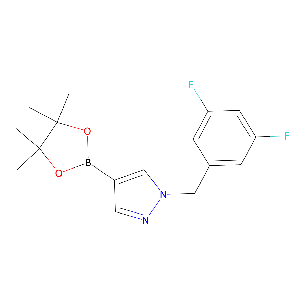 1-(3,5-difluorobenzyl)-4-(4,4,5,5-tetramethyl-1,3,2-dioxaborolan-2-yl)-1H-pyrazole molecular structure, CAS 1415825-04-5