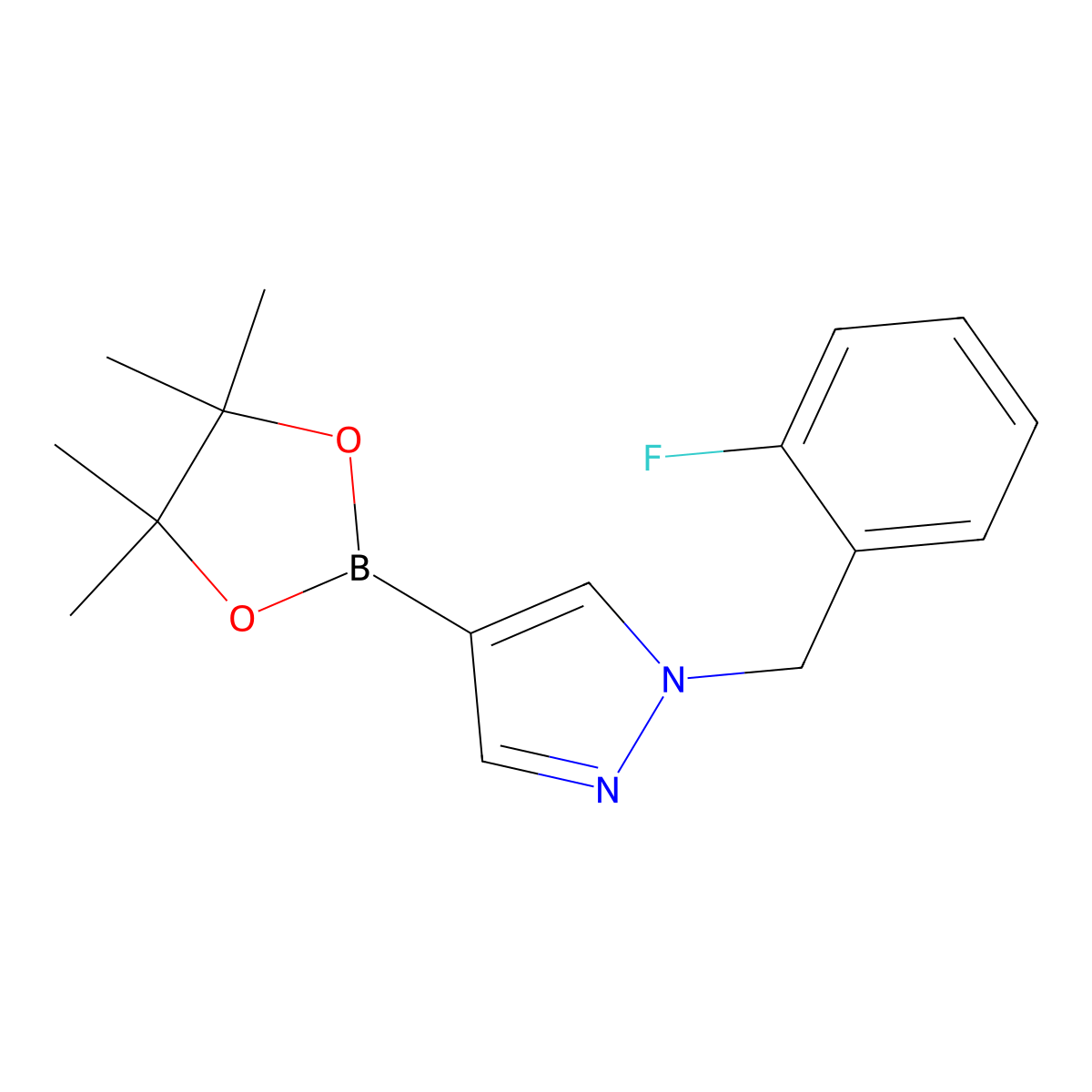 1-[(2-fluorophenyl)methyl]-4-(4,4,5,5-tetramethyl-1,3,2-dioxaborolan-2-yl)-1H-pyrazole molecular structure, CAS 1415825-05-6