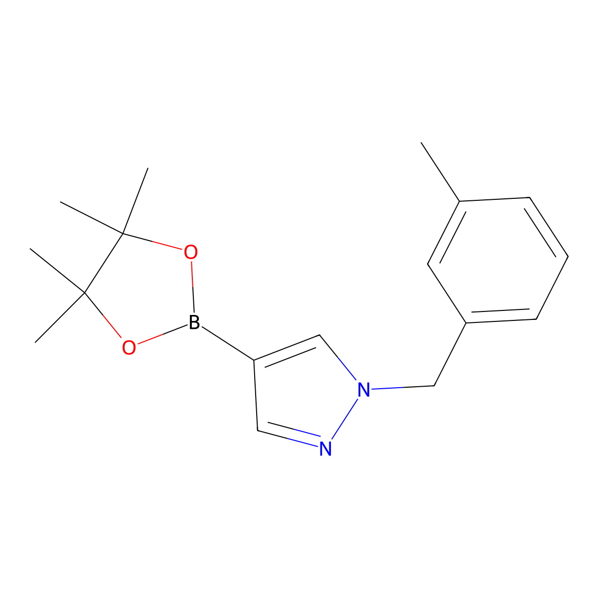 1-(3-methylbenzyl)-4-(4,4,5,5-tetramethyl-1,3,2-dioxaborolan-2-yl)-1H-pyrazole molecular structure, CAS 1415825-06-7