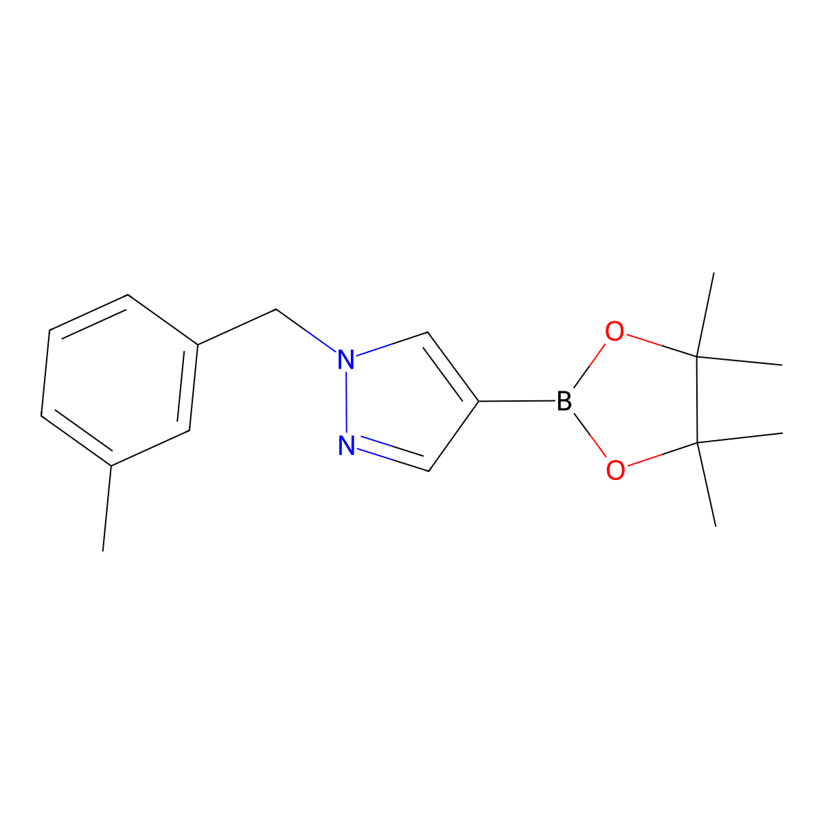 1-(3-methylbenzyl)-4-(4,4,5,5-tetramethyl-1,3,2-dioxaborolan-2-yl)-1H-pyrazole molecular structure, CAS 1415825-06-7