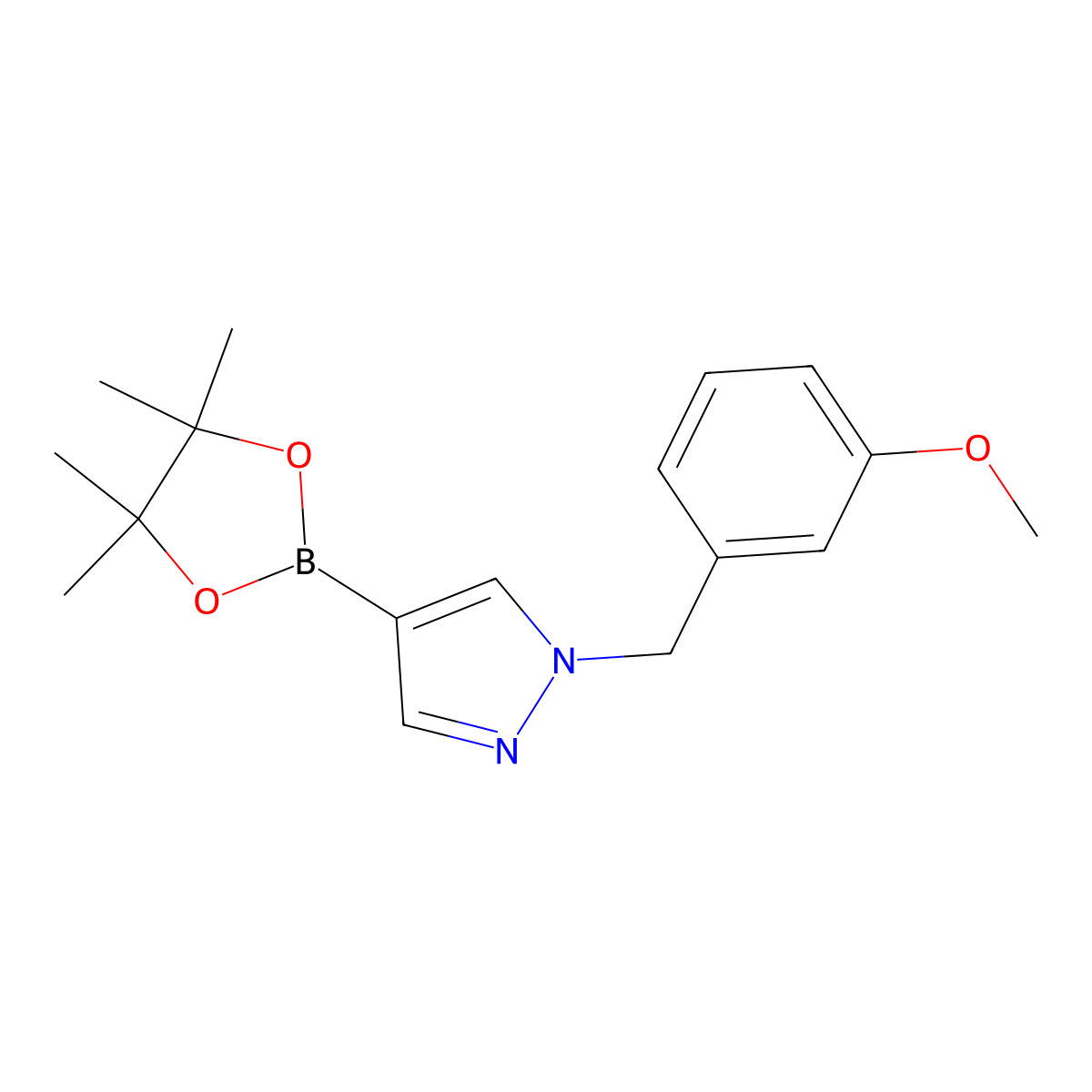 1-(3-methoxybenzyl)-4-(4,4,5,5-tetramethyl-1,3,2-dioxaborolan-2-yl)-1H-pyrazole molecular structure, CAS 1415825-09-0