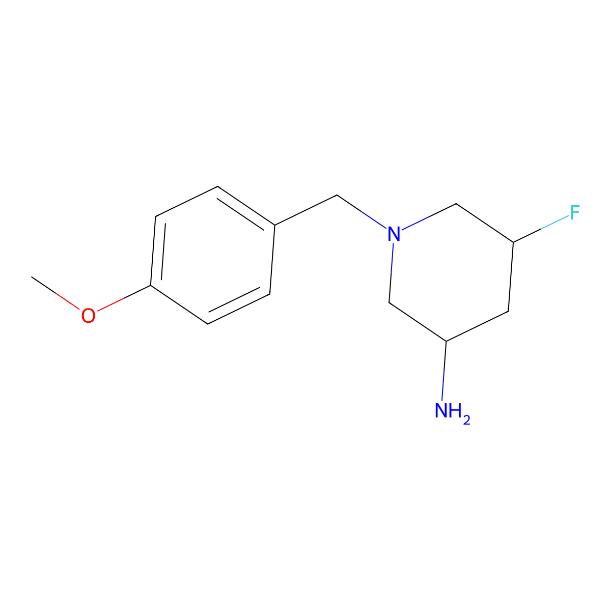 (3R,5R)-5-fluoro-1-(4-methoxybenzyl)piperidin-3-amine molecular structure, CAS 1415825-12-5