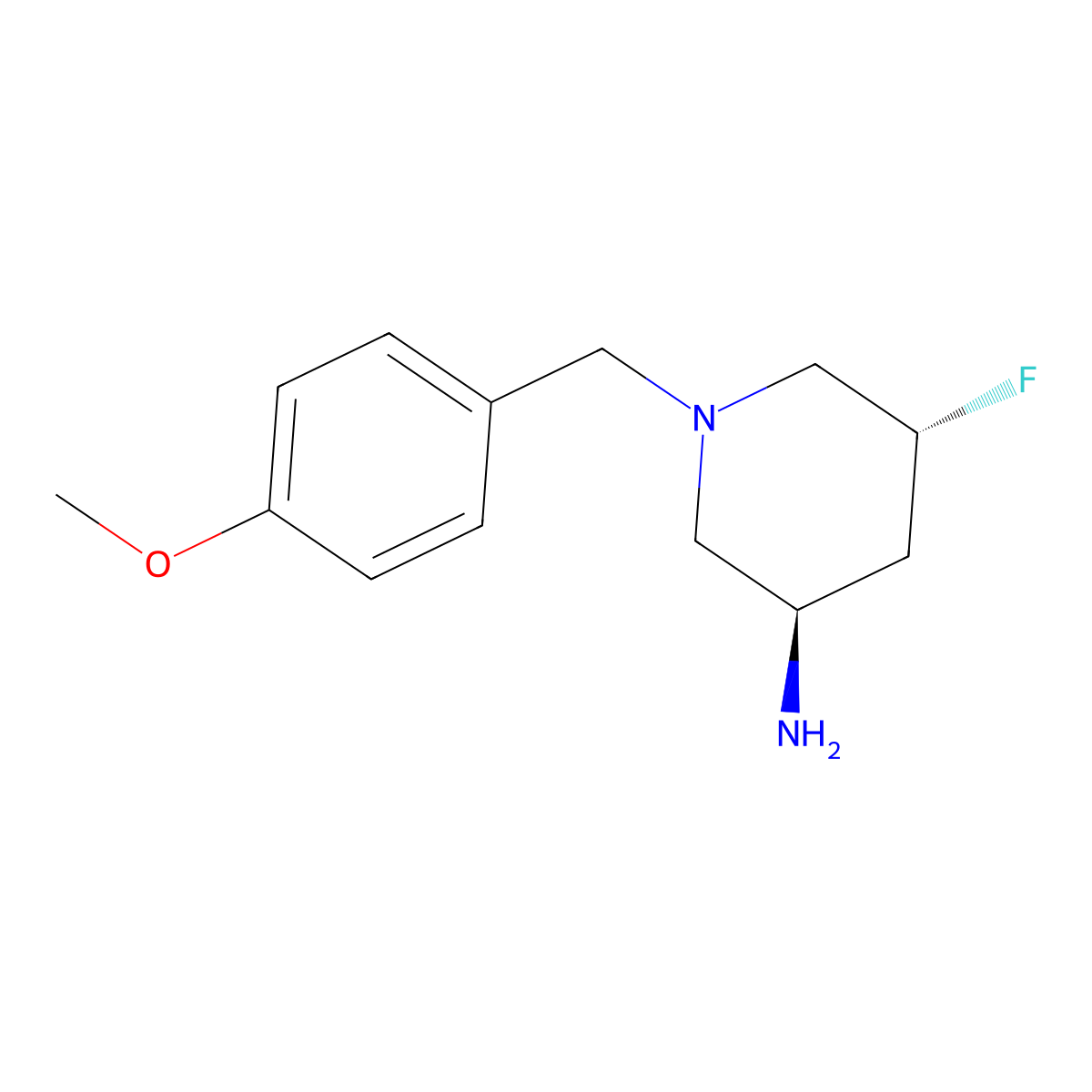 (3R,5R)-5-fluoro-1-(4-methoxybenzyl)piperidin-3-amine molecular structure, CAS 1415825-12-5