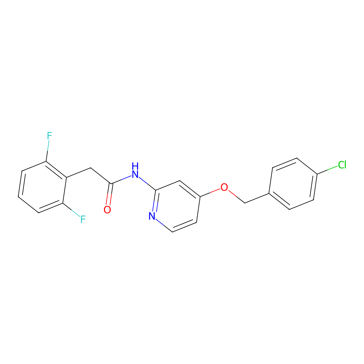 N-(4-(4-chlorobenzyloxy)pyridin-2-yl)-2-(2,6-difluorophenyl)acetamide molecular structure, CAS 1415834-63-7