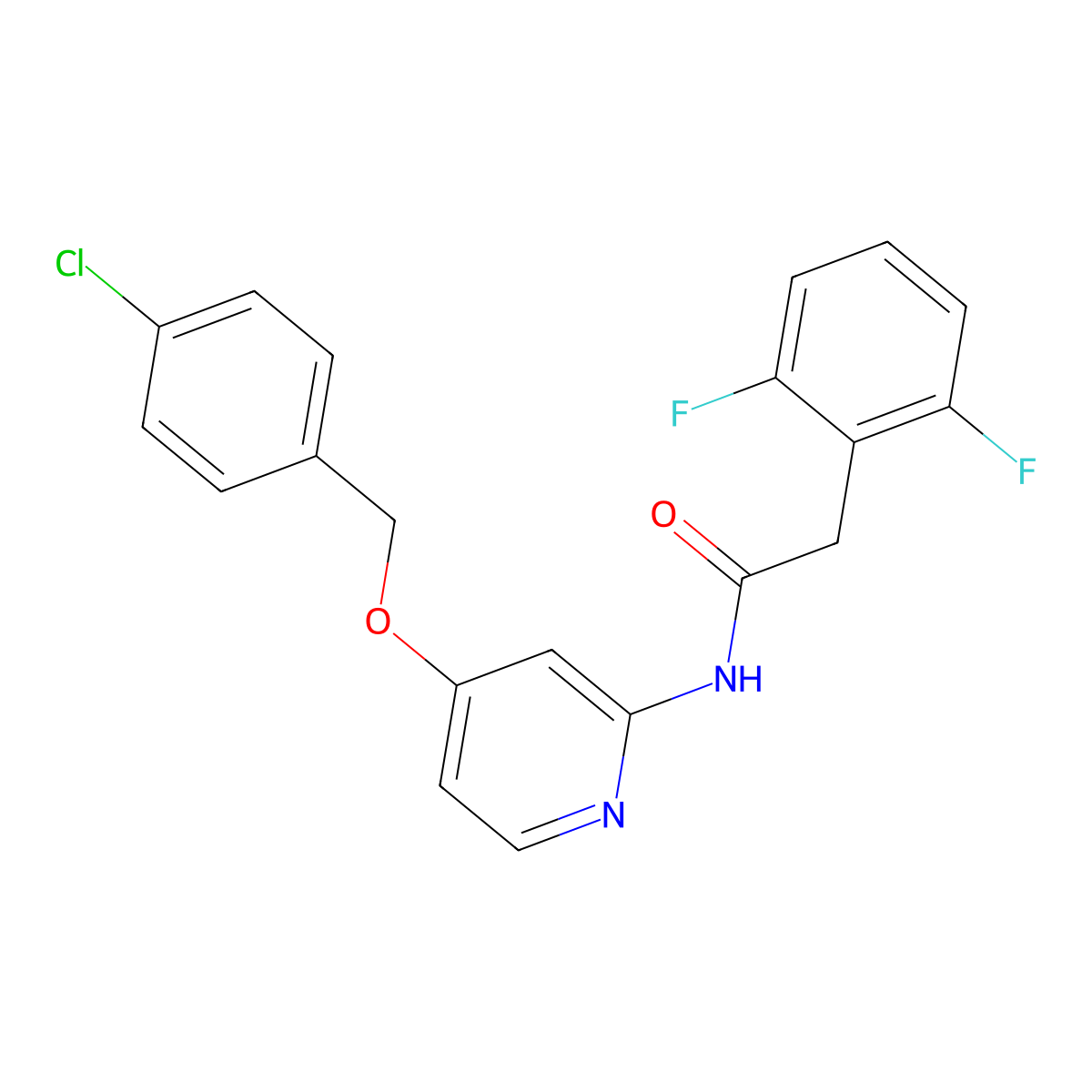 N-(4-(4-chlorobenzyloxy)pyridin-2-yl)-2-(2,6-difluorophenyl)acetamide molecular structure, CAS 1415834-63-7
