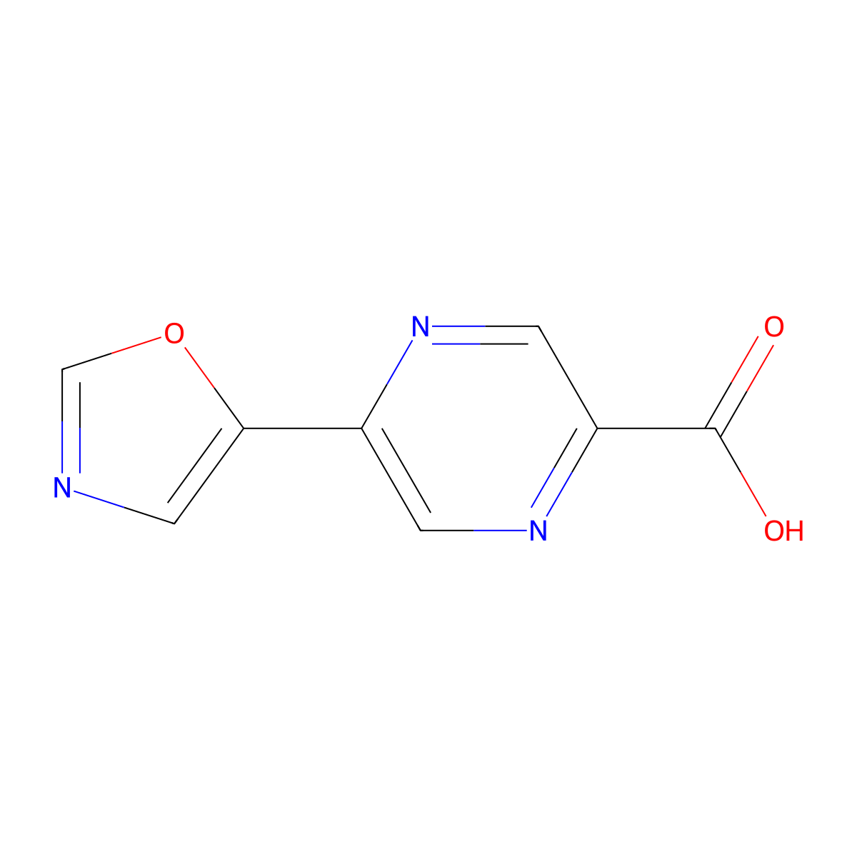 5-Oxazol-5-yl-pyrazine-2-carboxylic acid molecular structure, CAS 1415836-75-7
