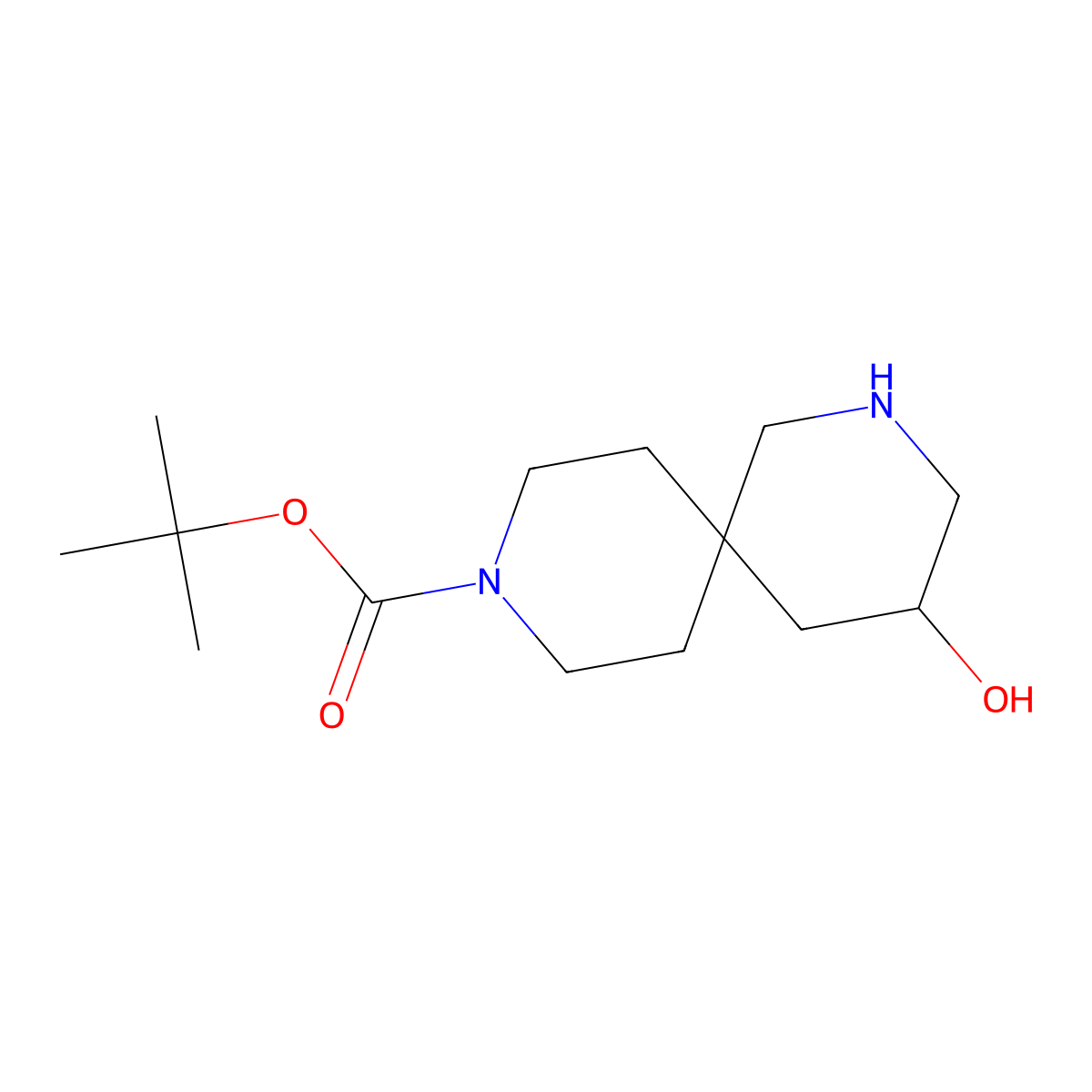 Tert-butyl 4-hydroxy-2,9-diazaspiro[5.5]undecane-9-carboxylate molecular structure, CAS 1415841-76-7