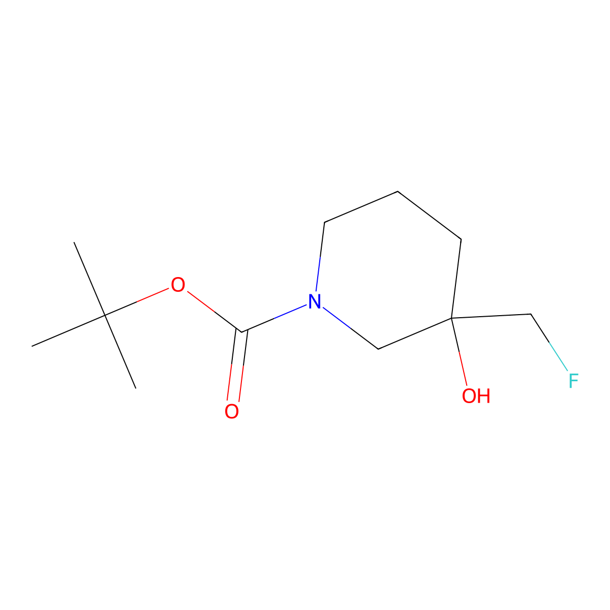 Tert-butyl 3-(fluoromethyl)-3-hydroxy-piperidine-1-carboxylate molecular structure, CAS 1415841-81-4