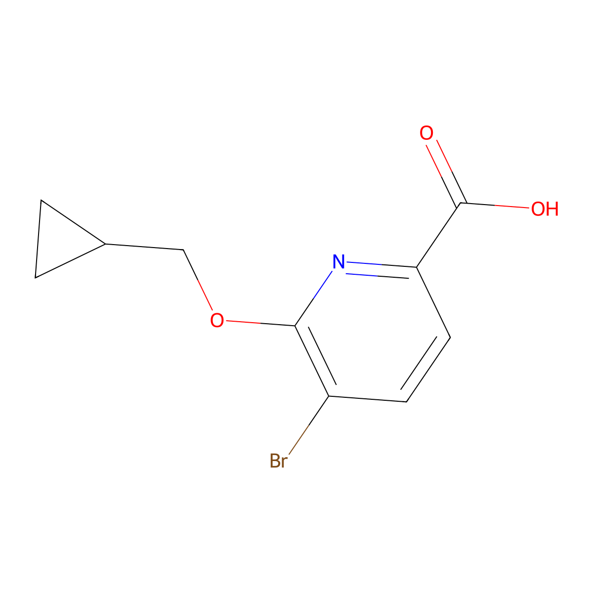 5-Bromo-6-cyclopropylmethoxy-pyridine-2-carboxylic acid molecular structure, CAS 1415898-37-1
