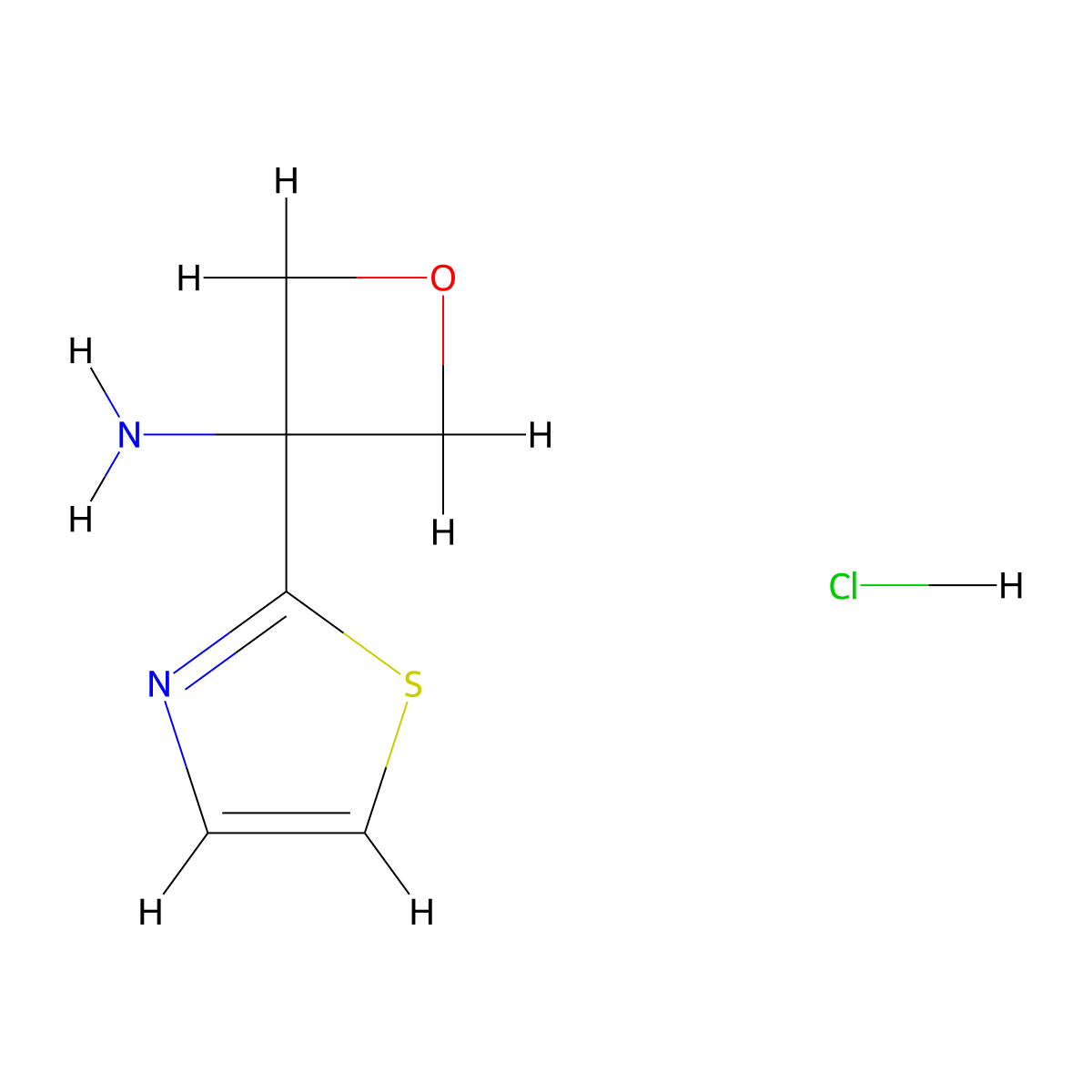 3-(1,3-Thiazol-2-yl)oxetan-3-amine hydrochloride molecular structure, CAS 1415899-75-0