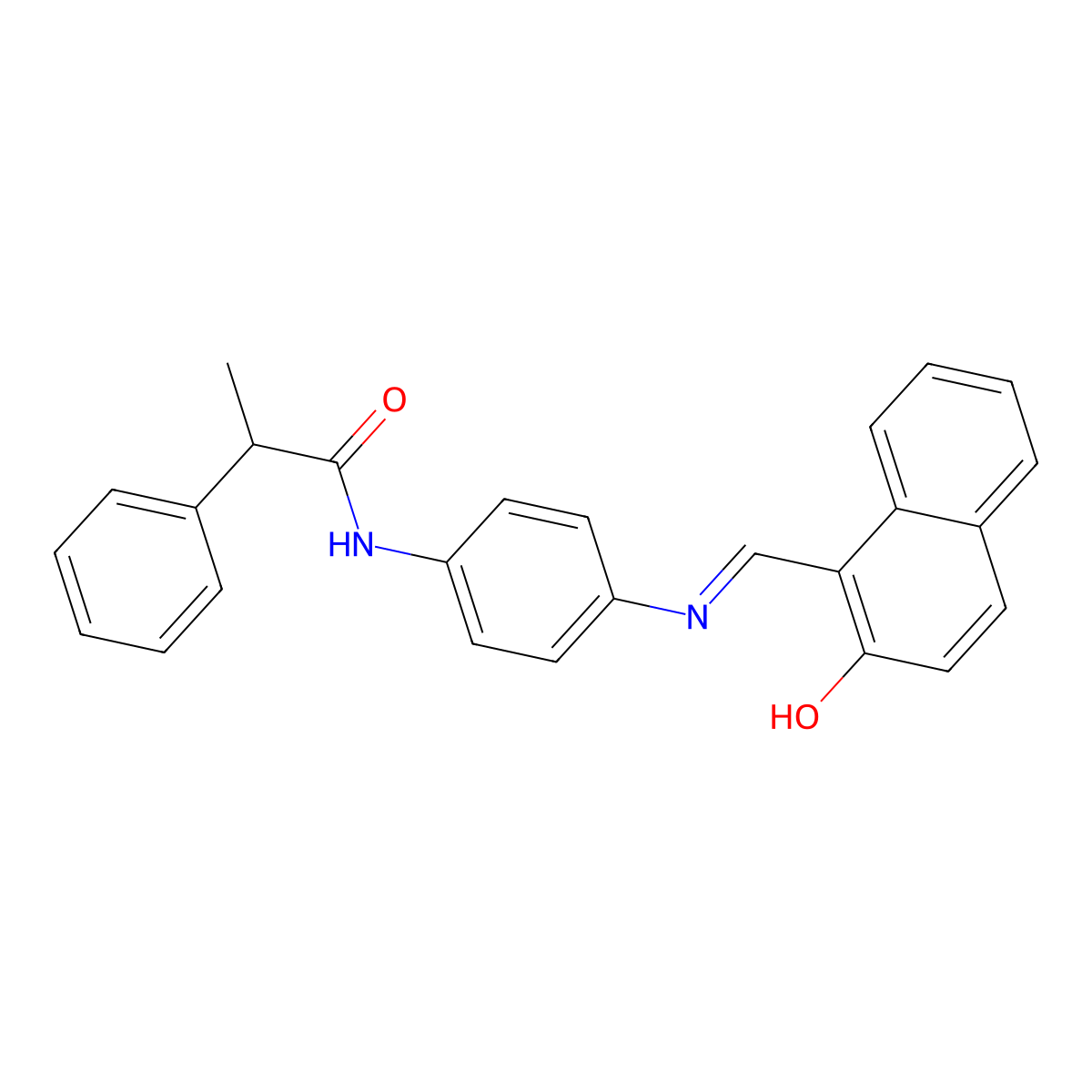 N-[4-[[(2-Hydroxy-1-naphthalenyl)methylene]amino]phenyl]-alpha-methylbenzeneacetamide molecular structure, CAS 1415902-52-1