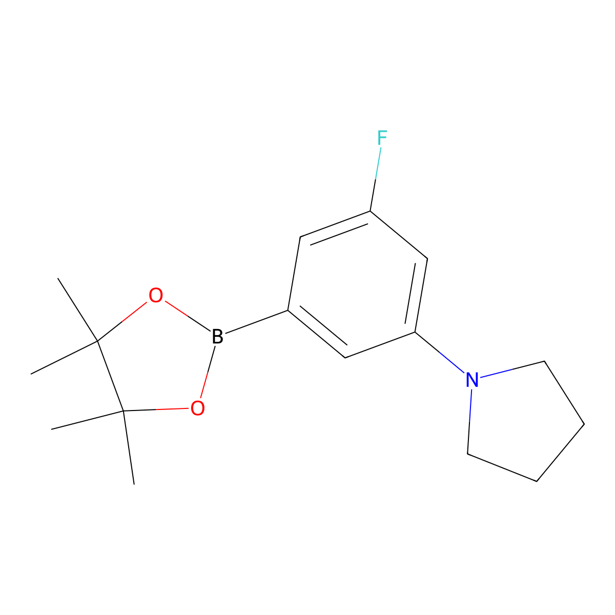 1-(3-Fluoro-5-(4,4,5,5-tetramethyl-1,3,2-dioxaborolan-2-yl)phenyl)pyrrolidine molecular structure, CAS 1415928-84-5