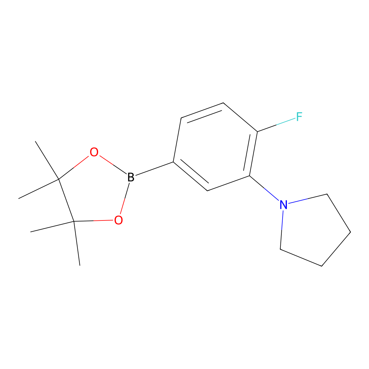 1-(2-Fluoro-5-(4,4,5,5-tetramethyl-1,3,2-dioxaborolan-2-yl)phenyl)pyrrolidine molecular structure, CAS 1415928-85-6