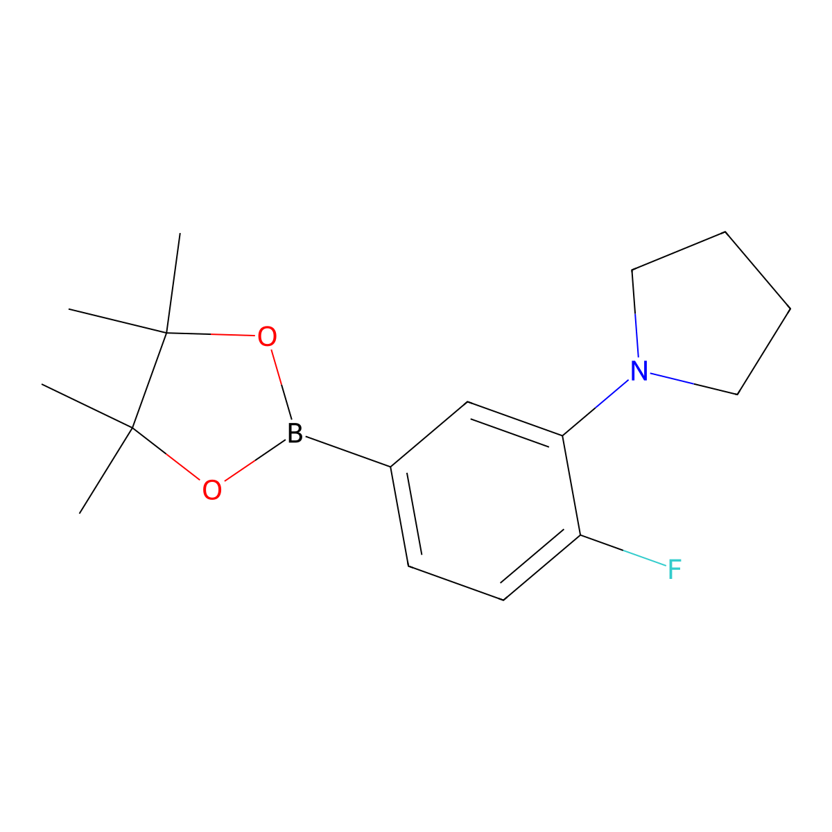 1-(2-Fluoro-5-(4,4,5,5-tetramethyl-1,3,2-dioxaborolan-2-yl)phenyl)pyrrolidine molecular structure, CAS 1415928-85-6