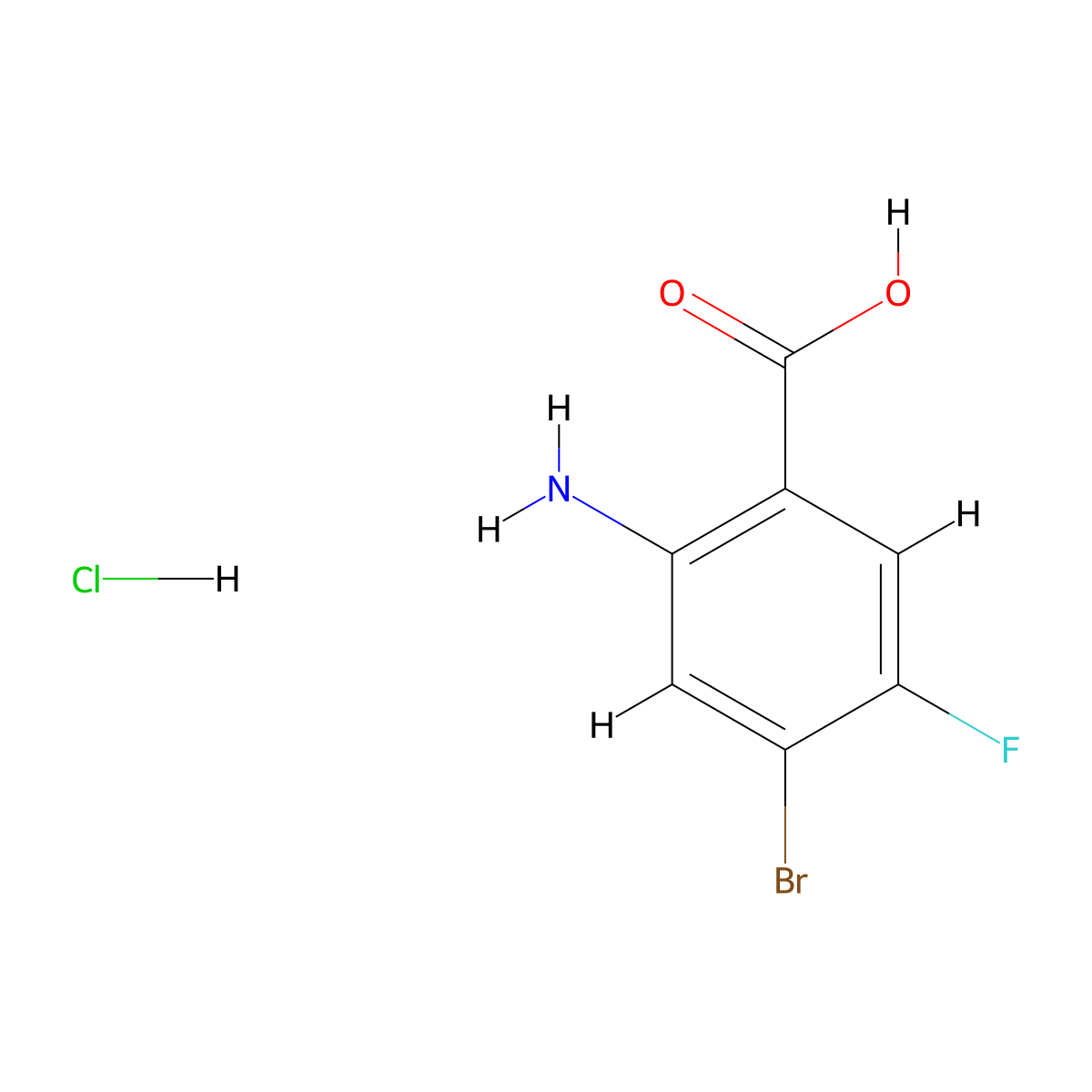 2-Amino-4-bromo-5-fluorobenzoic acid hydrochloride molecular structure, CAS 1415929-02-0