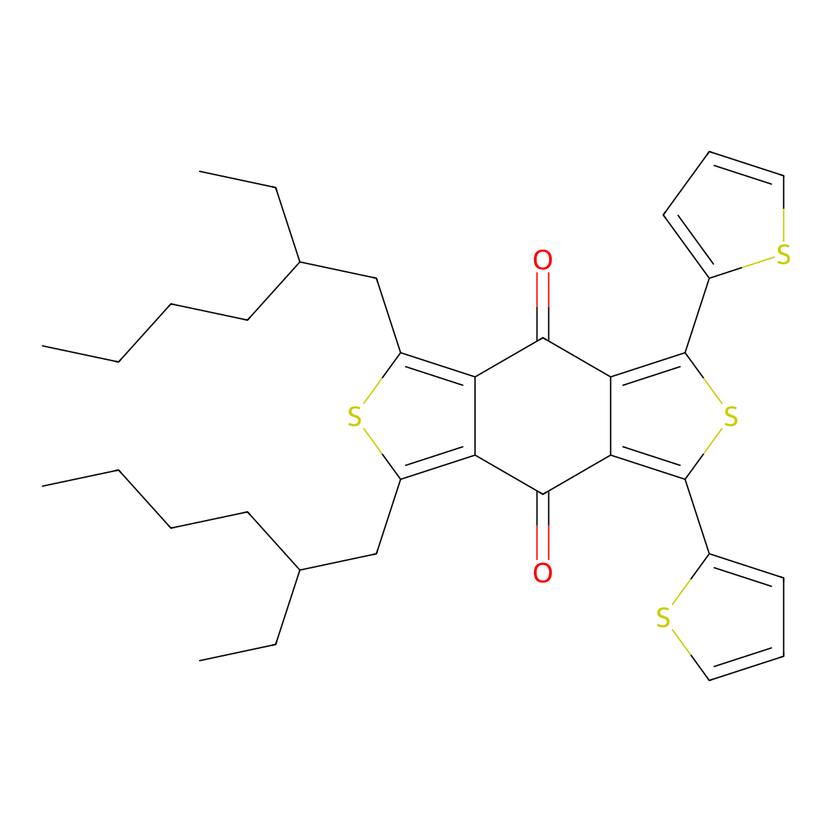 1,3-Bis(2-ethylhexyl)-5,7-di(thiophen-2-yl)benzo[1,2-c:4,5-c']dithiophene-4,8-dione molecular structure, CAS 1415929-77-9