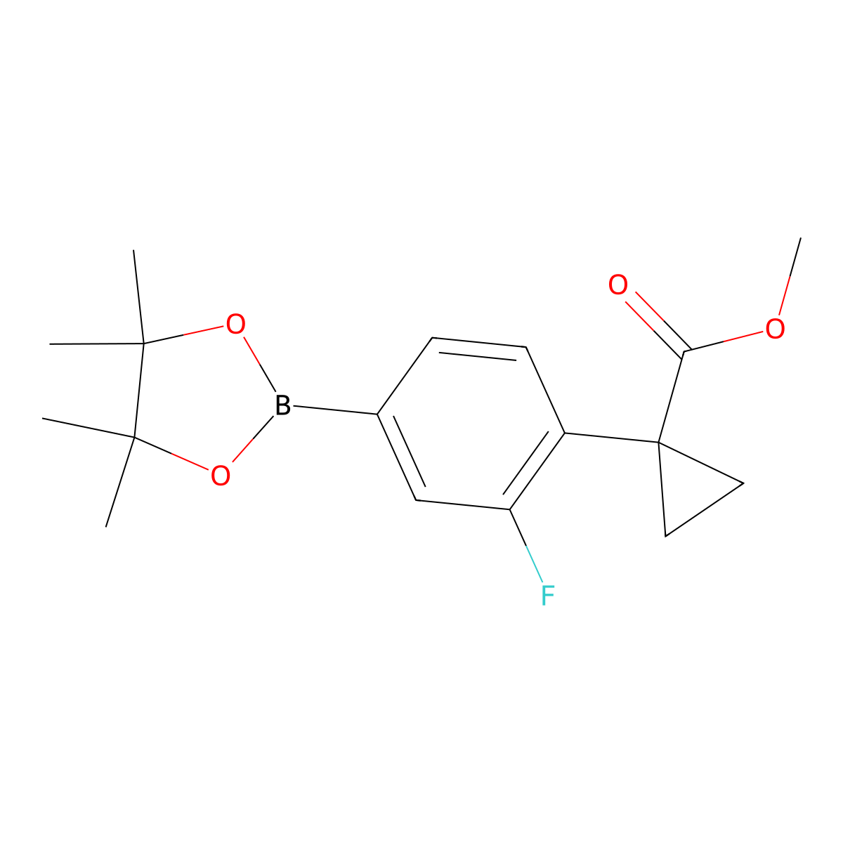 Methyl 1-[2-fluoro-4-(4,4,5,5-tetramethyl-1,3,2-dioxaborolan-2-yl)phenyl]cyclopropane-1-carboxylate molecular structure, CAS 1415960-52-9