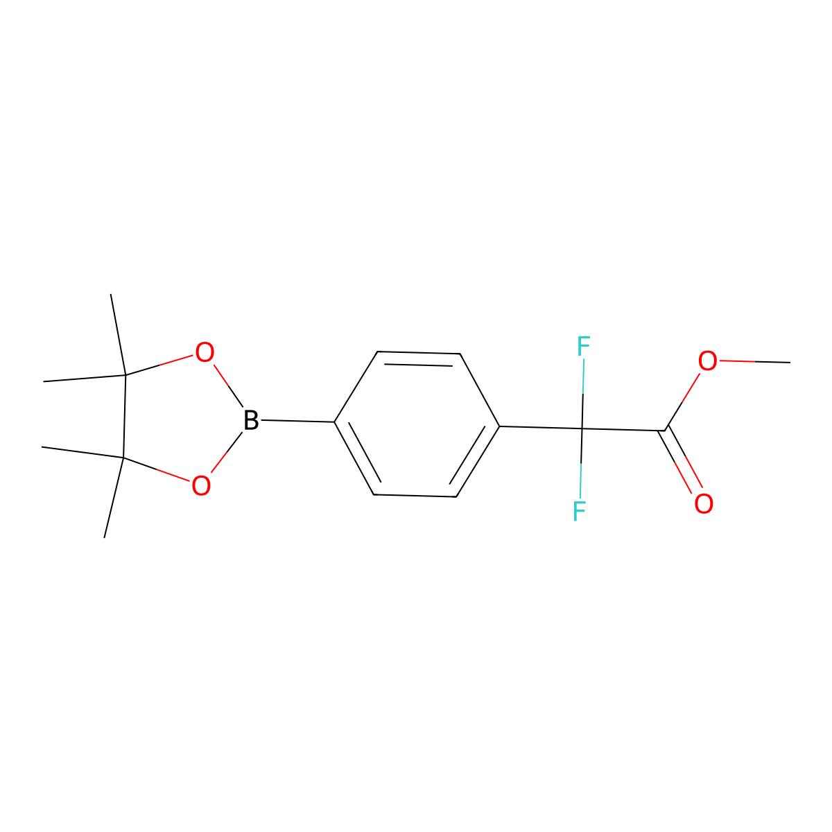 Benzeneacetic acid, alpha,alpha-difluoro-4-(4,4,5,5-tetramethyl-1,3,2-dioxaborolan-2-yl)-, methyl ester molecular structure, CAS 1415960-55-2