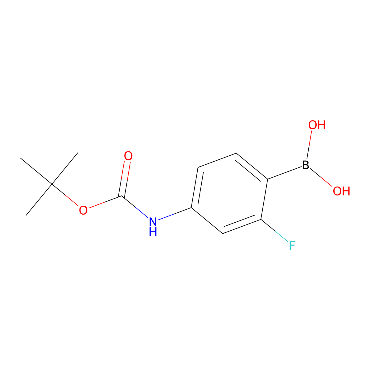 (4-((tert-Butoxycarbonyl)amino)-2-fluorophenyl)boronic acid molecular structure, CAS 1415960-56-3