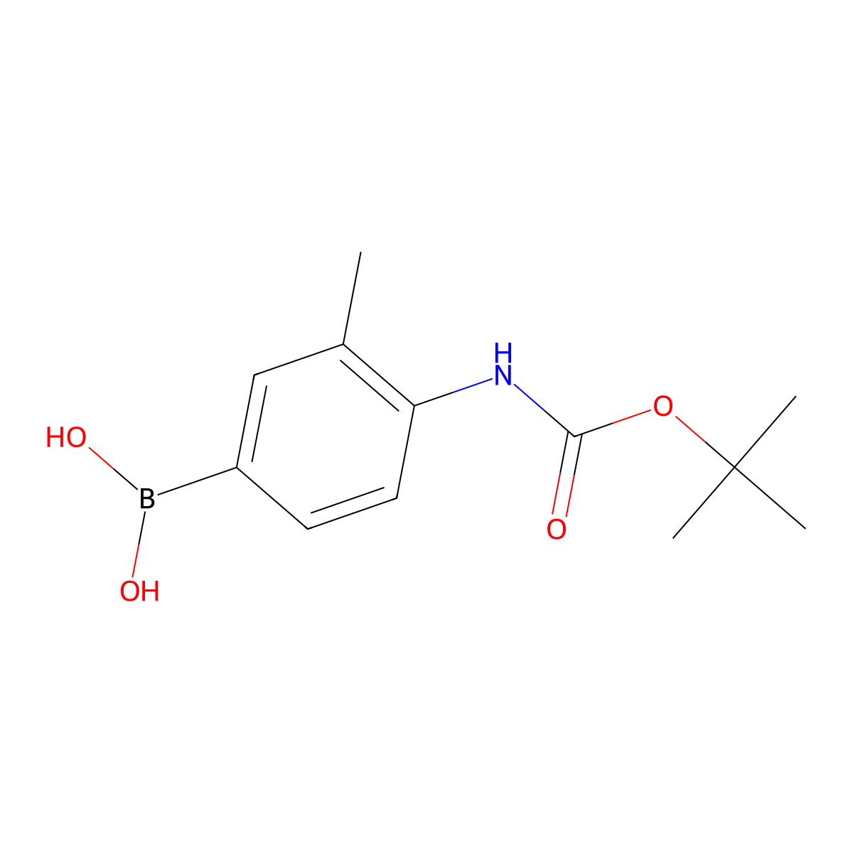 (4-((tert-Butoxycarbonyl)amino)-3-methylphenyl)boronic acid molecular structure, CAS 1415960-57-4