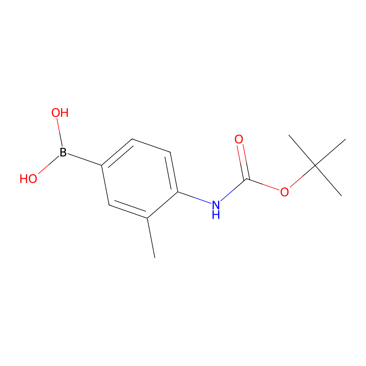 (4-((tert-Butoxycarbonyl)amino)-3-methylphenyl)boronic acid molecular structure, CAS 1415960-57-4