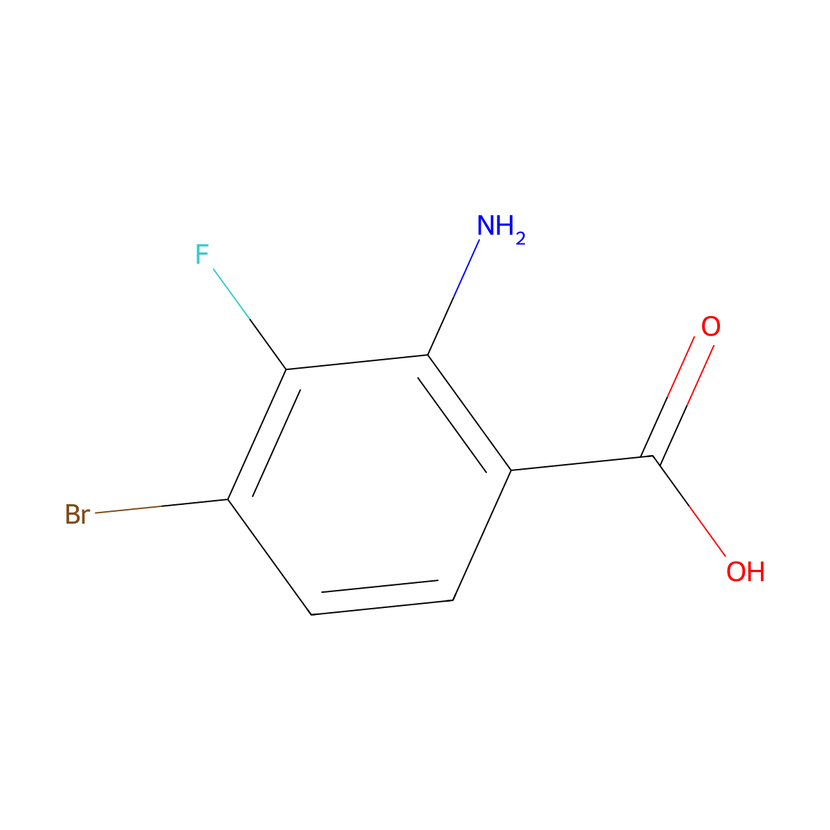 2-Amino-4-bromo-3-fluorobenzoic acid molecular structure, CAS 1416013-62-1