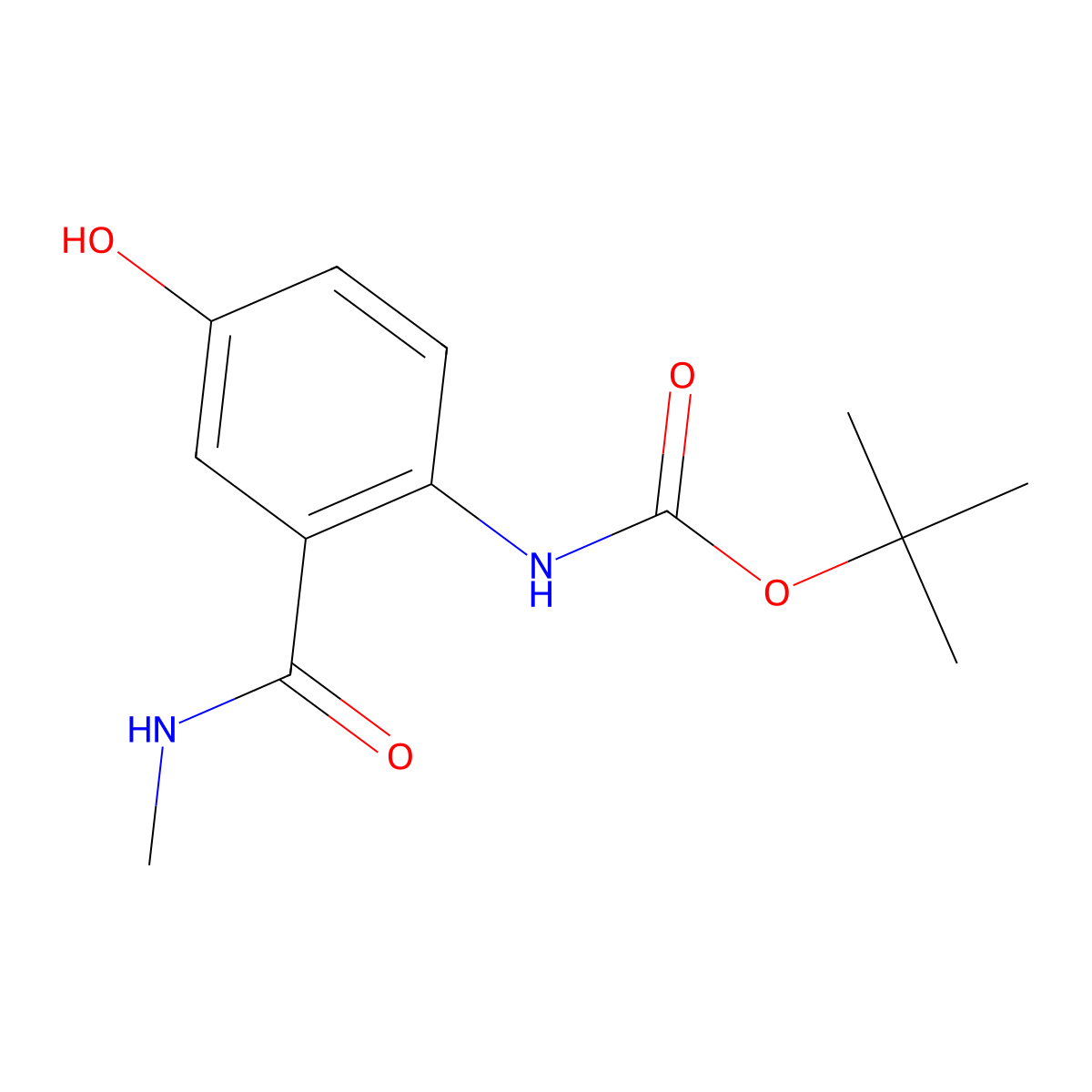 tert-butyl N-[4-hydroxy-2-(methylcarbamoyl)phenyl]carbamate molecular structure, CAS 1416018-21-7