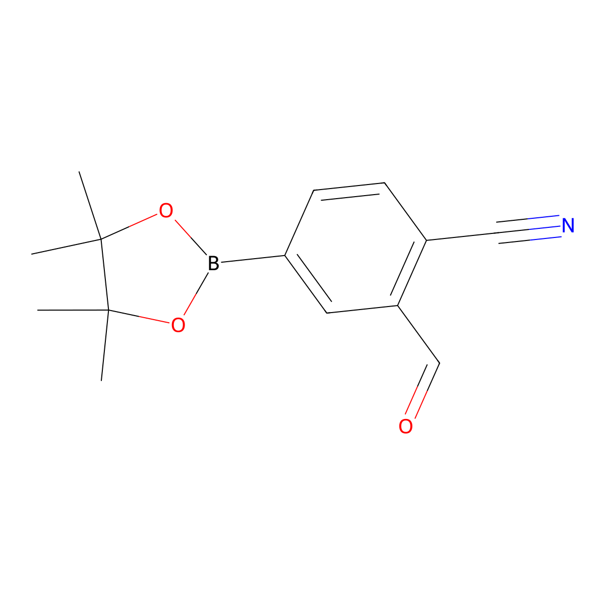 2-Formyl-4-(4,4,5,5-tetramethyl-1,3,2-dioxaborolan-2-YL)benzonitrile molecular structure, CAS 1416059-51-2