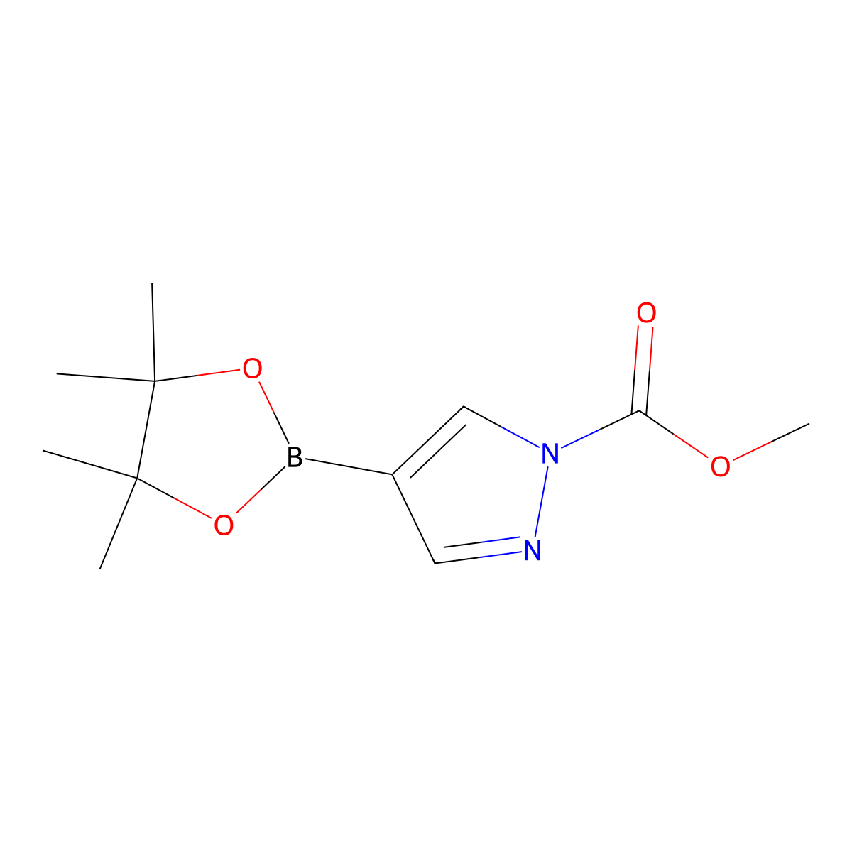 4-(4,4,5,5-Tetramethyl-[1,3,2]dioxaborolan-2-yl)-pyrazole-1-carboxylic acid methyl ester molecular structure, CAS 1416060-21-3