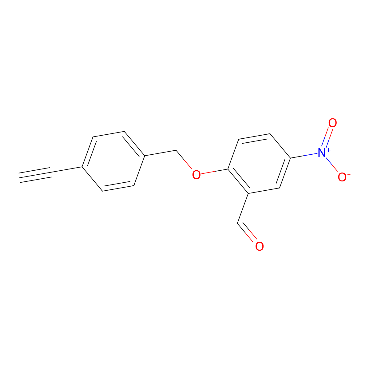 2-((4-Ethynylbenzyl)oxy)-5-nitrobenzaldehyde molecular structure, CAS 1416064-32-8