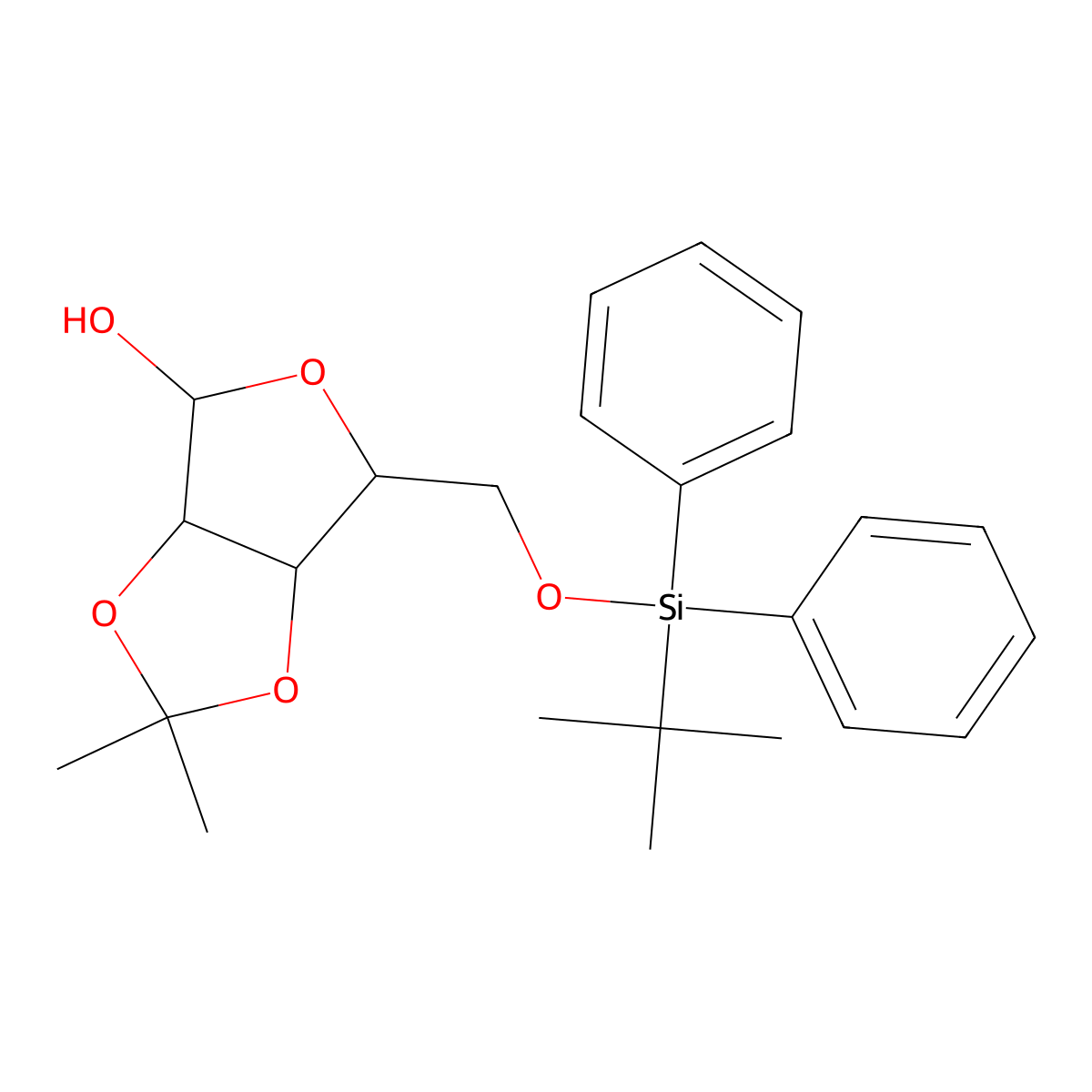 (3aR,6R,6aR)-6-(((tert-Butyldiphenylsilyl)oxy)methyl)-2,2-dimethyltetrahydrofuro[3,4-d][1,3]dioxol-4-ol molecular structure, CAS 141607-35-4