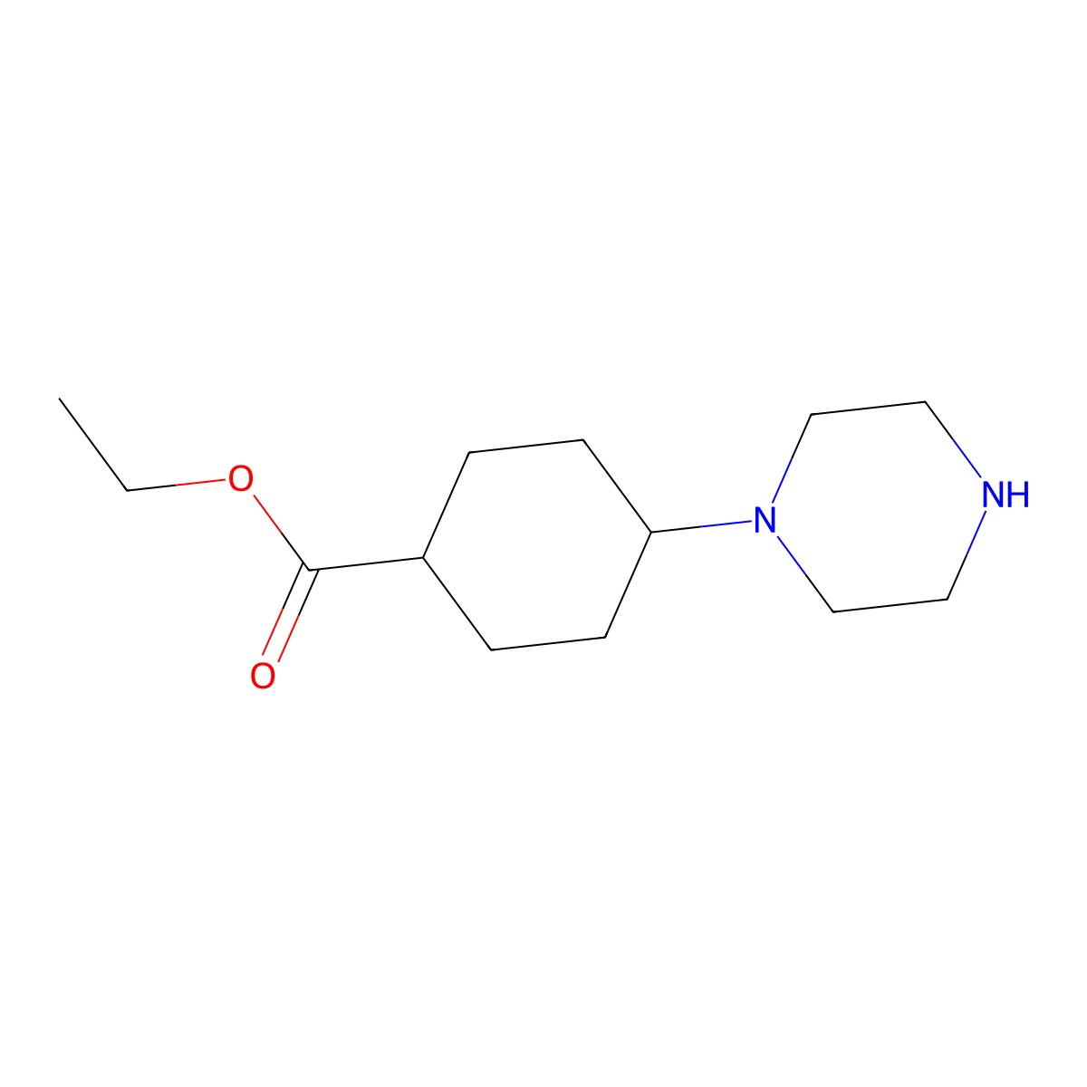 4-(Piperazin-1-yl)cyclohexanecarboxylic acid ethyl ester molecular structure, CAS 1416126-62-9
