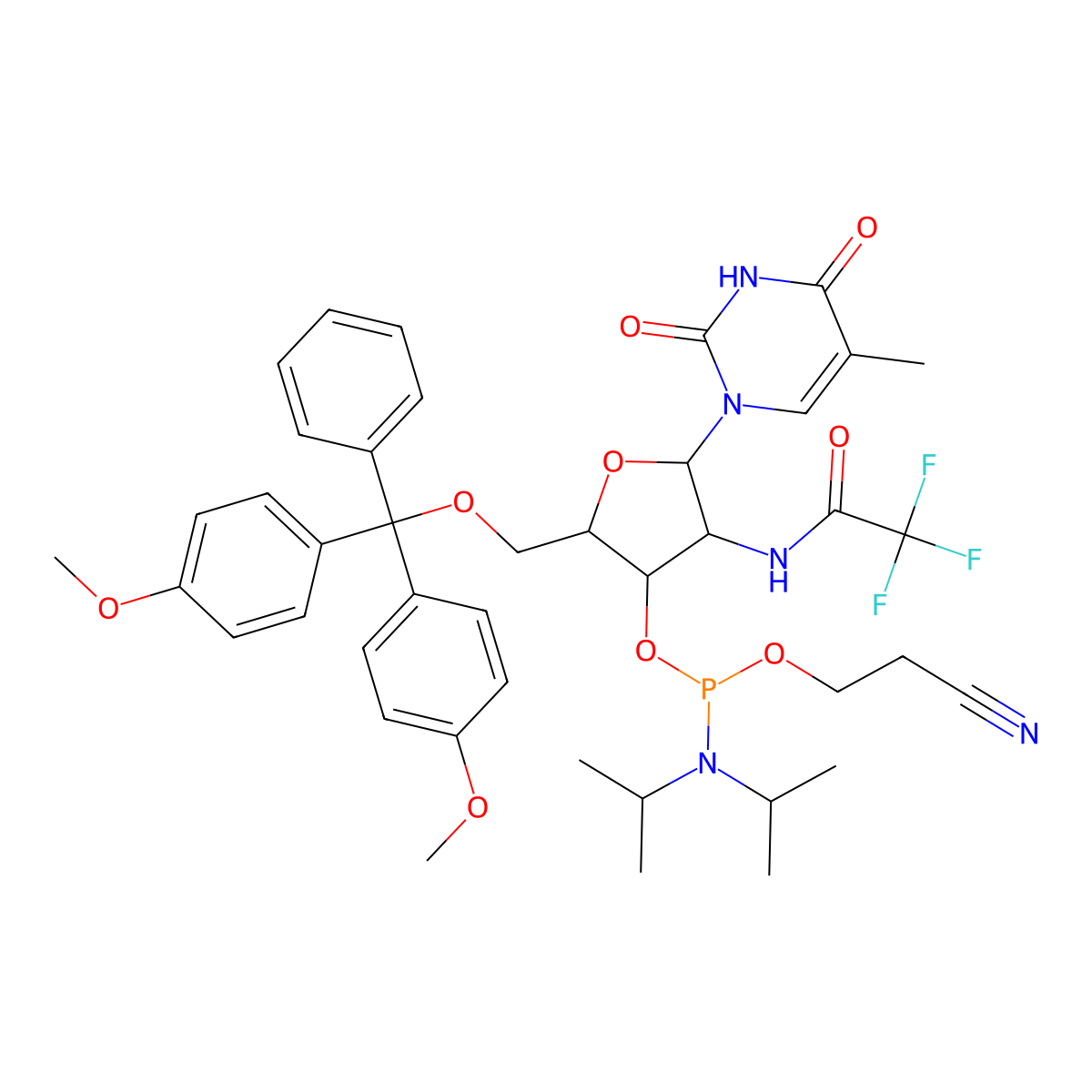 2-amino(TFA) T amidite molecular structure, CAS 1416133-60-2