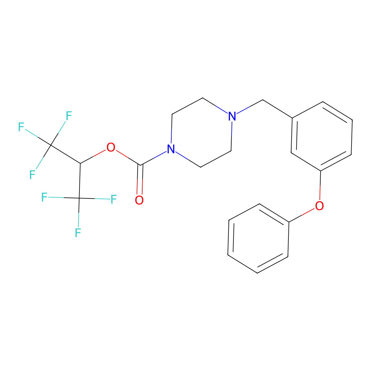 1,1,1,3,3,3-Hexafluoropropan-2-yl 4-(3-phenoxybenzyl)piperazine-1-carboxylate molecular structure, CAS 1416133-89-5