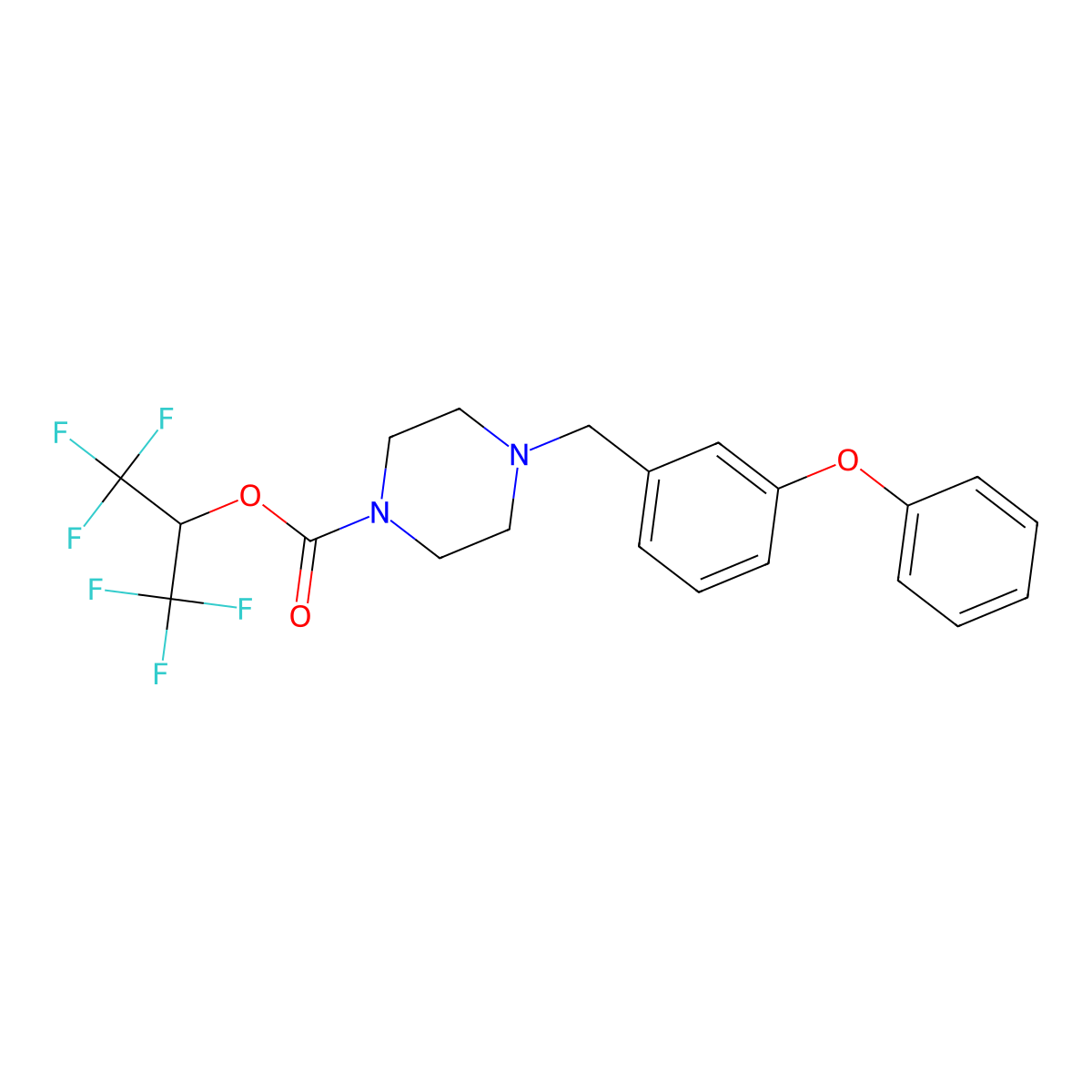1,1,1,3,3,3-Hexafluoropropan-2-yl 4-(3-phenoxybenzyl)piperazine-1-carboxylate molecular structure, CAS 1416133-89-5