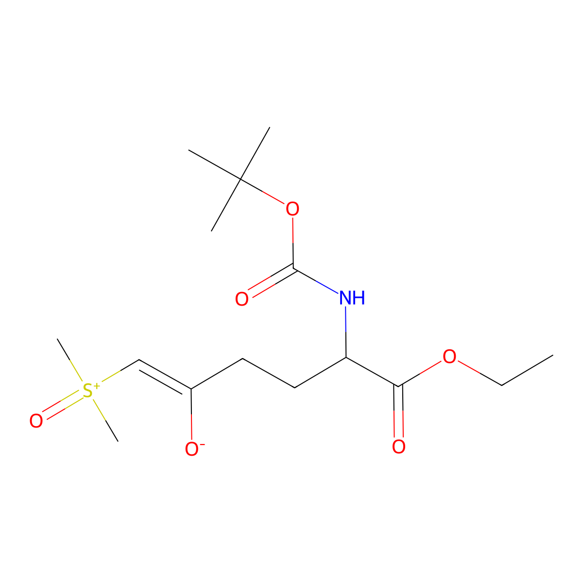 (S)-ethyl 2-((tert-butoxycarbonyl)amino)-6-(dimethylhydrosulfinyl)-5-hydroxyhex-5-enoate molecular structure, CAS 1416134-58-1