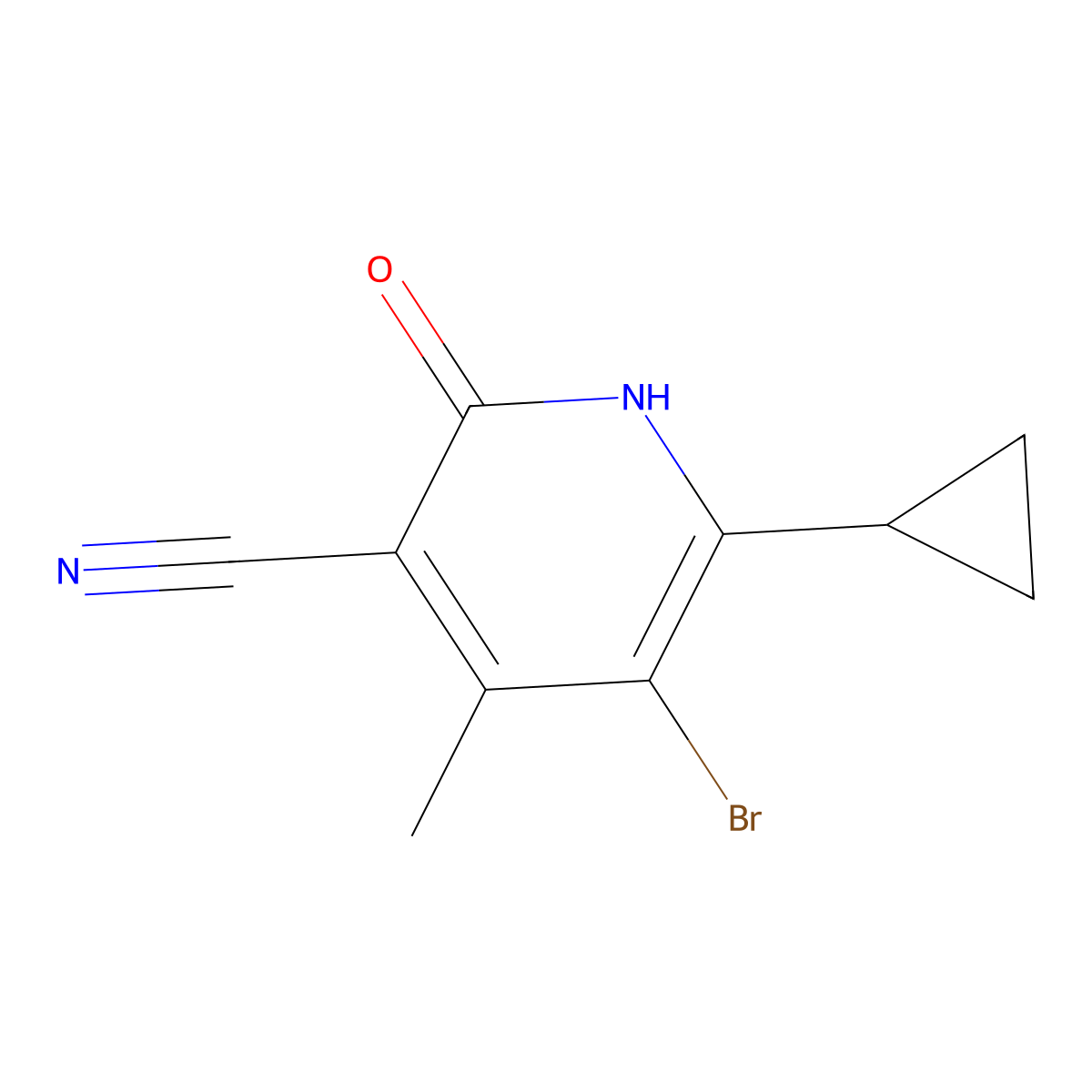 5-Bromo-6-cyclopropyl-2-hydroxy-4-methylnicotinonitrile molecular structure, CAS 1416146-20-7