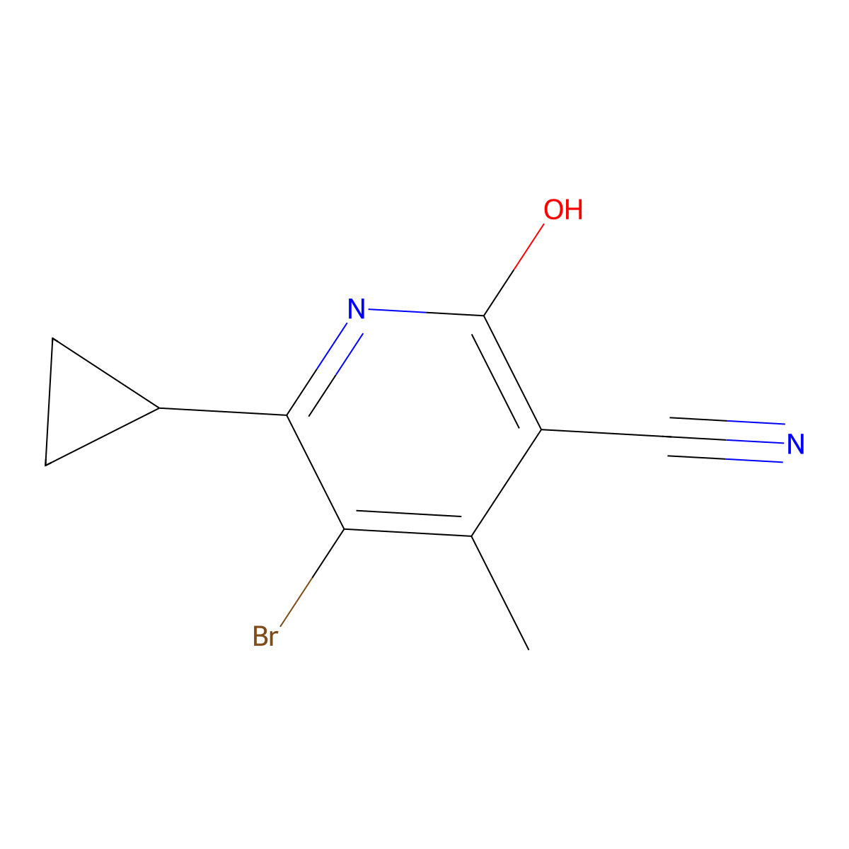 5-Bromo-6-cyclopropyl-2-hydroxy-4-methylnicotinonitrile molecular structure, CAS 1416146-20-7