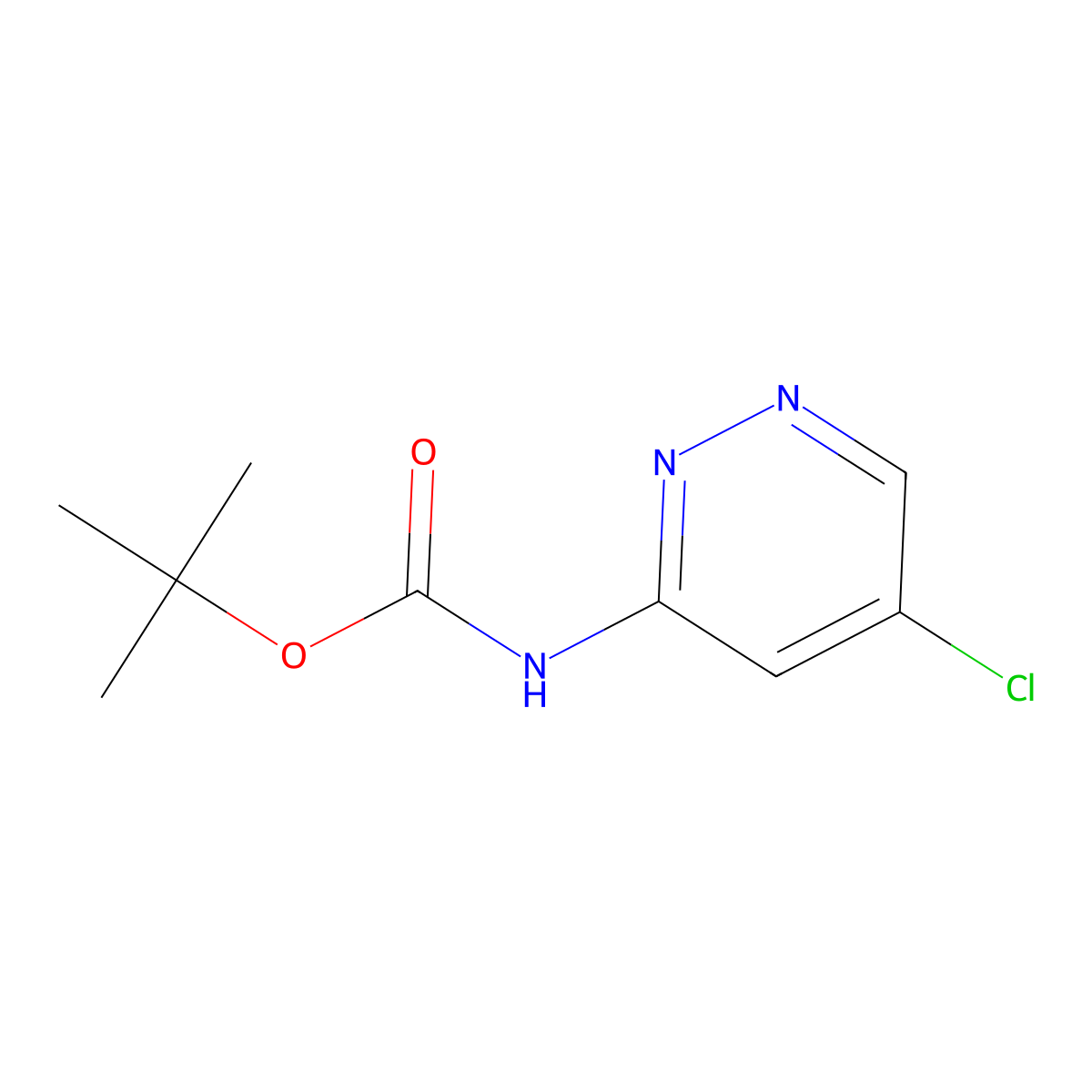 tert-butyl N-(5-chloropyridazin-3-yl)carbamate molecular structure, CAS 1416146-93-4