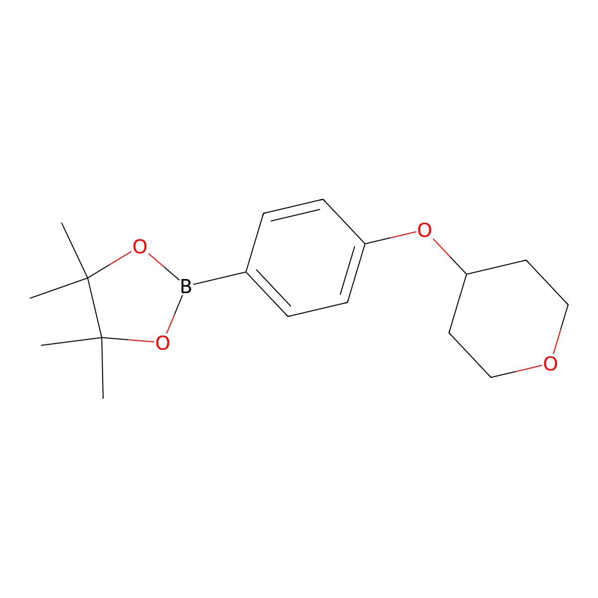 4,4,5,5-Tetramethyl-2-[4-(oxan-4-yloxy)phenyl]-1,3,2-dioxaborolane molecular structure, CAS 1416157-80-6