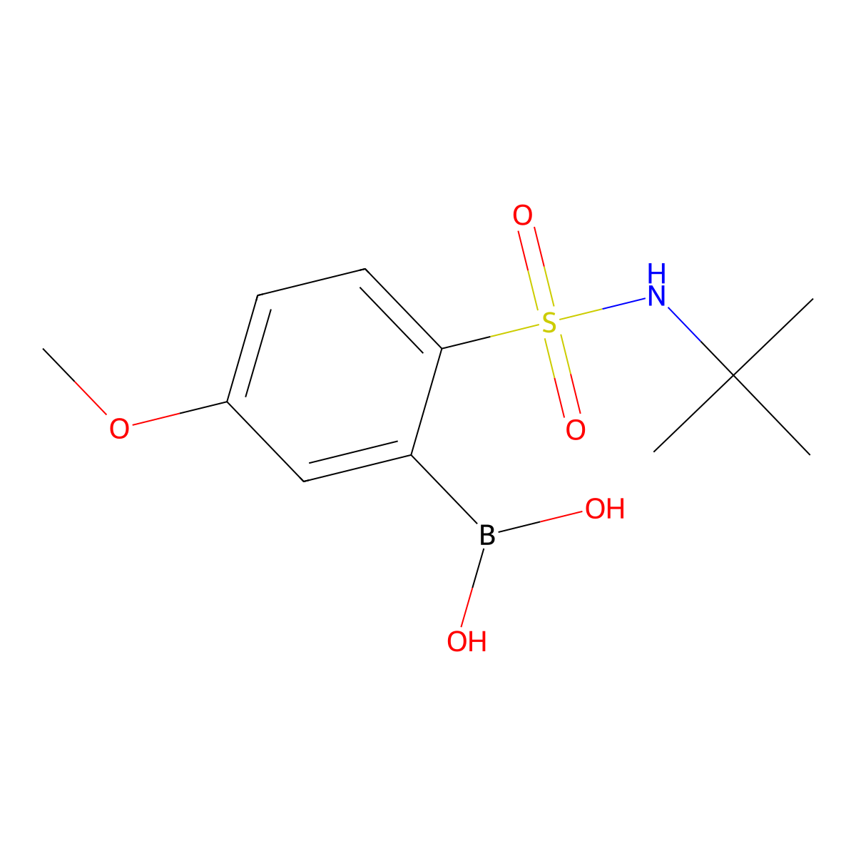(2-(N-(tert-Butyl)sulfamoyl)-5-methoxyphenyl)boronic acid molecular structure, CAS 1416166-92-1