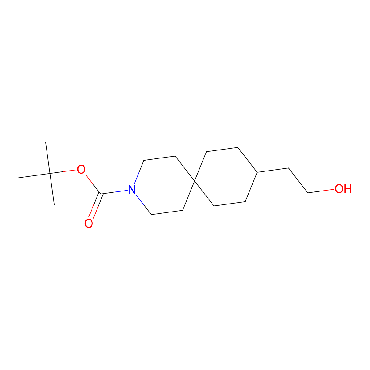 Tert-butyl 9-(2-hydroxyethyl)-3-azaspiro[5.5]undecane-3-carboxylate molecular structure, CAS 1416176-20-9