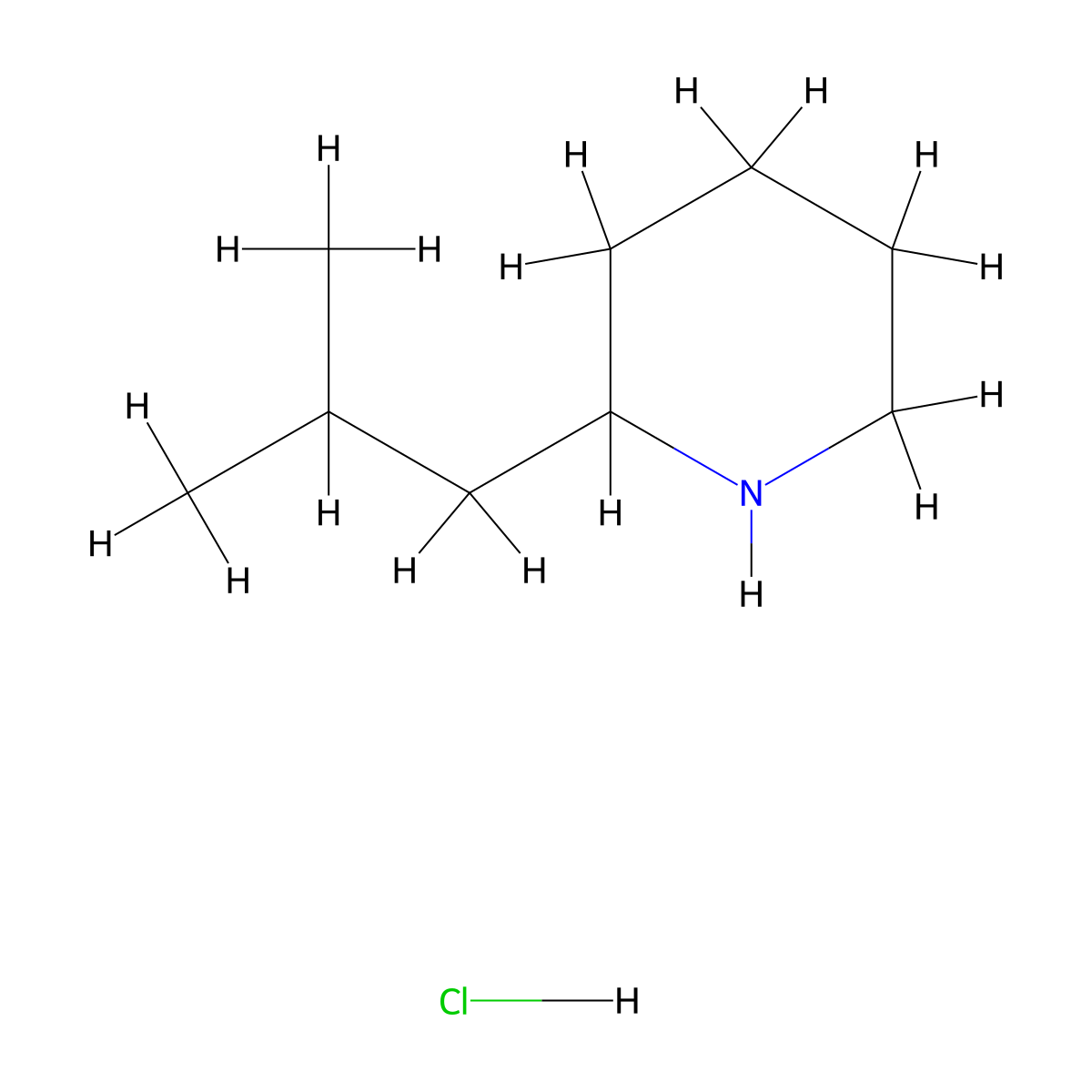 2-(2-Methylpropyl)piperidine hydrochloride molecular structure, CAS 14162-69-7