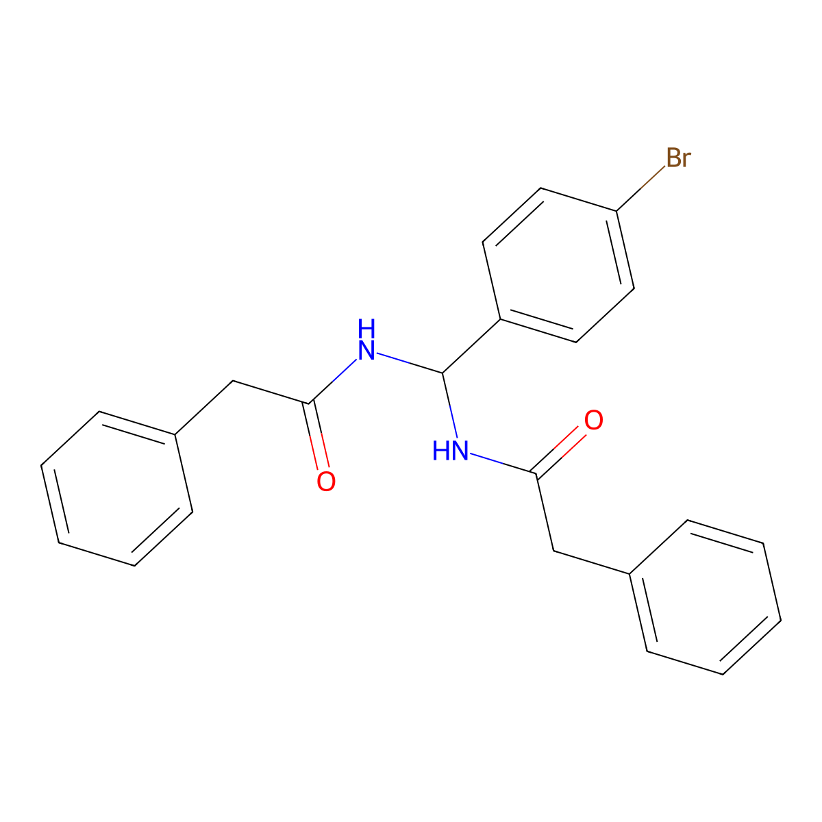 N-[(4-bromophenyl)(2-phenylacetamido)methyl]-2-phenylacetamide molecular structure, CAS 141620-64-6