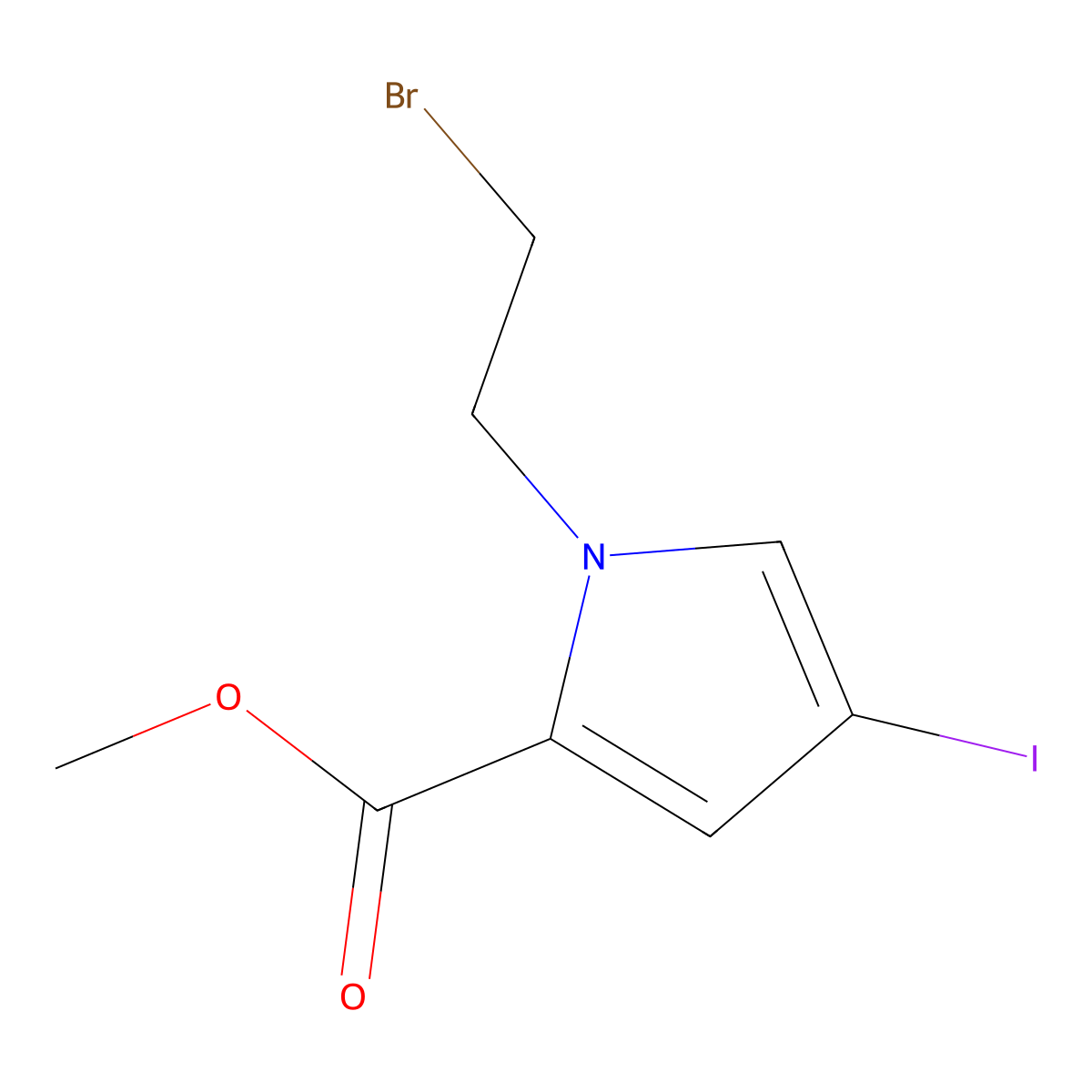 Methyl 1-(2-Bromoethyl)-4-iodo-1H-pyrrole-2-carboxylate molecular structure, CAS 1416221-50-5